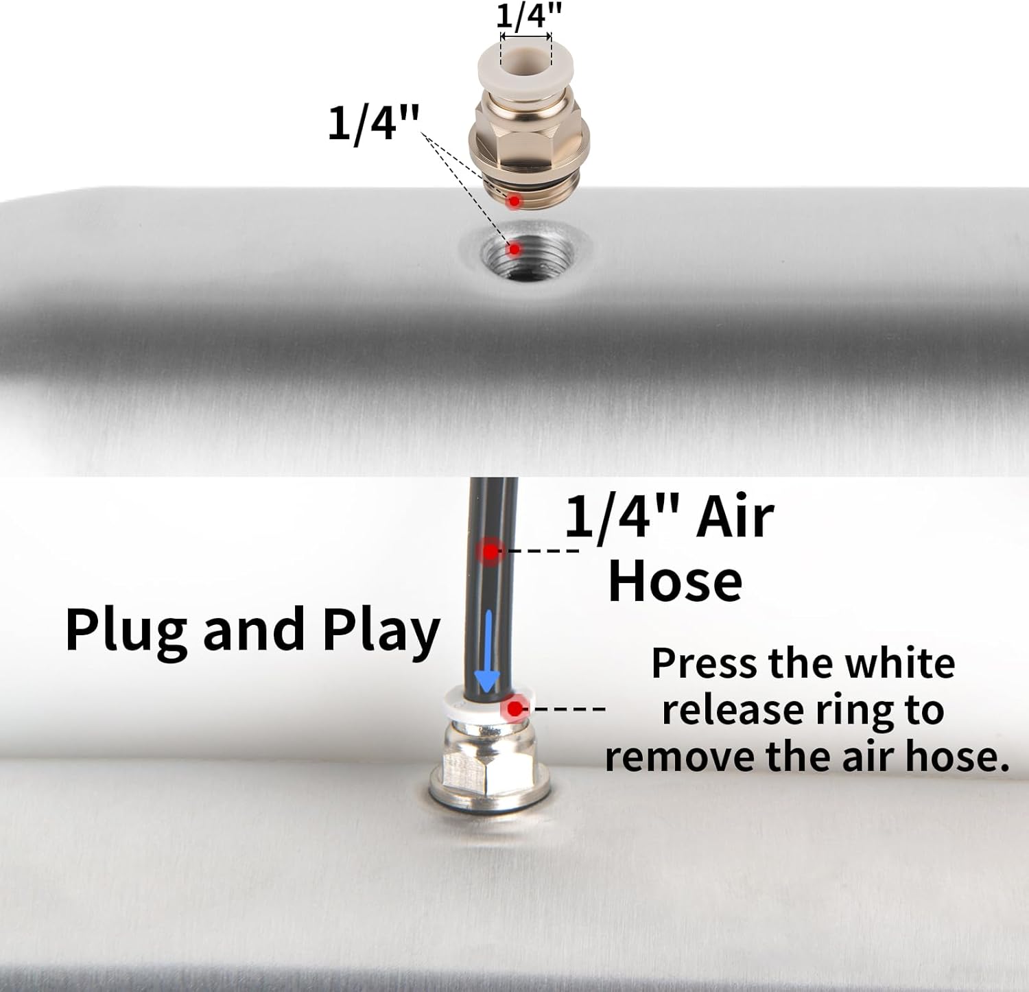 1 Gallon Air Compressor Tank Seamless 5 G1/4 Ports with Switch Valve Polished Surface for Air Suspension Ride Bag Storage Tank Car Train Truck Horn Aluminum