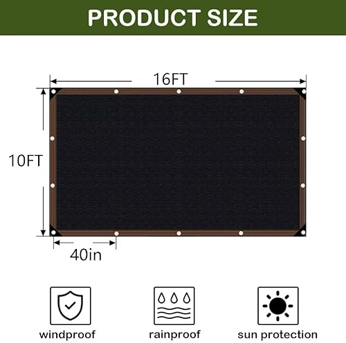 Miniatura 10 de TOTOZAKUL Paño de sombra  Malla de jardín negra de 6 x 15 pies, con ojales, cubierta solar para pérgola, patio, plantas, invernadero, gallinero,