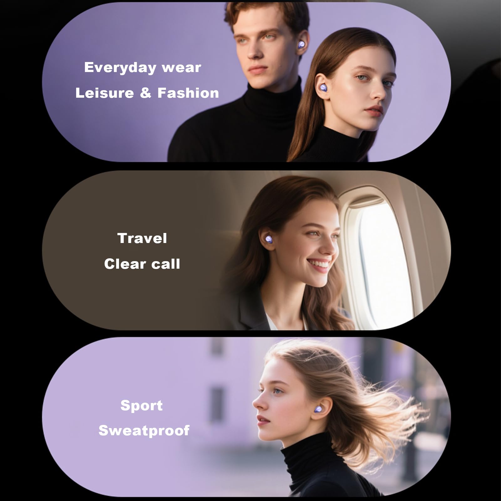 Skin Tone - Auriculares inalámbricos invisibles en el oído, mini auriculares discretos ocultos con Bluetooth para el trabajo, dormir en los lados de las orejas pequeñas, canal de las mujeres, los