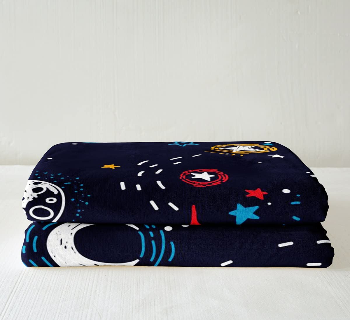 Rocket Sherpa Coperta in pile per bambini, ragazzi, ragazze, adolescenti, spazio esterno, pianeta, carino e fuzzy coperta per divano letto universo cartone animato, King 200 x 201 cm