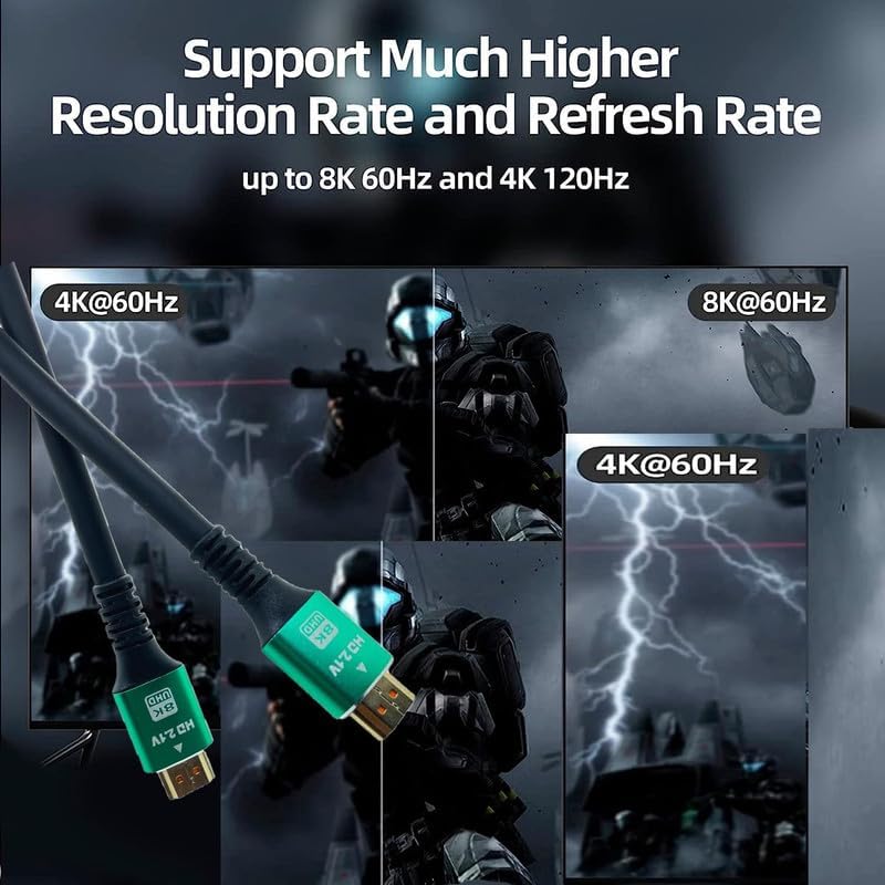 Image of COOLCOLD HDMI 2.1 Cable 20 Meter | 8K /4K Ultra High-Speed HDMI Cord 48Gbps 1ms | 8K@60Hz 4K@120Hz HDR10+ ARC eARC DTS:X | Compatible with TV, Monitor, Gaming PC, Laptop, Soundbar, Mac (Black)