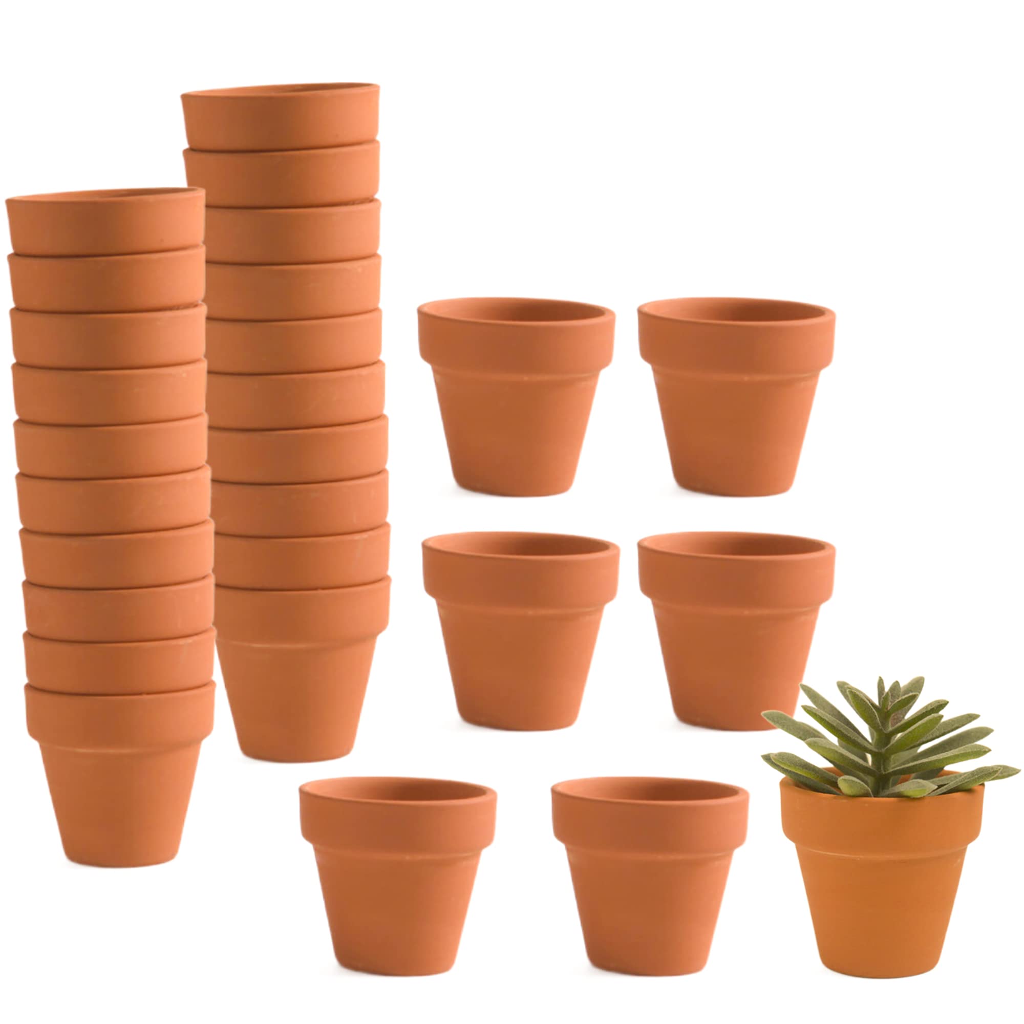 Mini Terracotta Pots with Drainage Holes - 5.5cm Tiny Clay Nursery Pots for Indoor/Outdoor Mini Plant, DIY Crafts, Wedding Favors(9 Pack)55-27