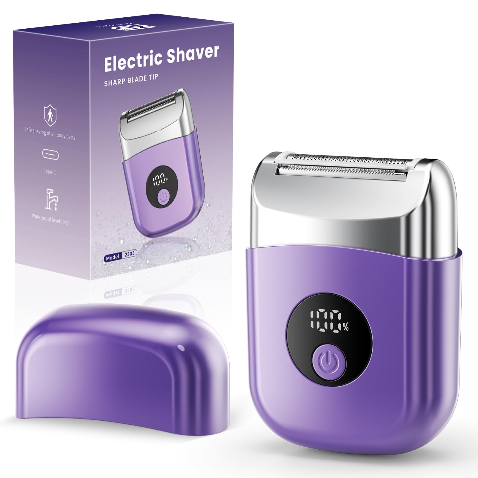 Cordless Electric Razors for Women Travel Electric Shaver with LED Display Rechargeable Body Trimmer Shaver for Private Area