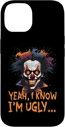 Miniatura 4 de iPhone 13 Pro Max Divertida cita de payaso de Halloween Dibujo "sí, sé que soy feo" Funda