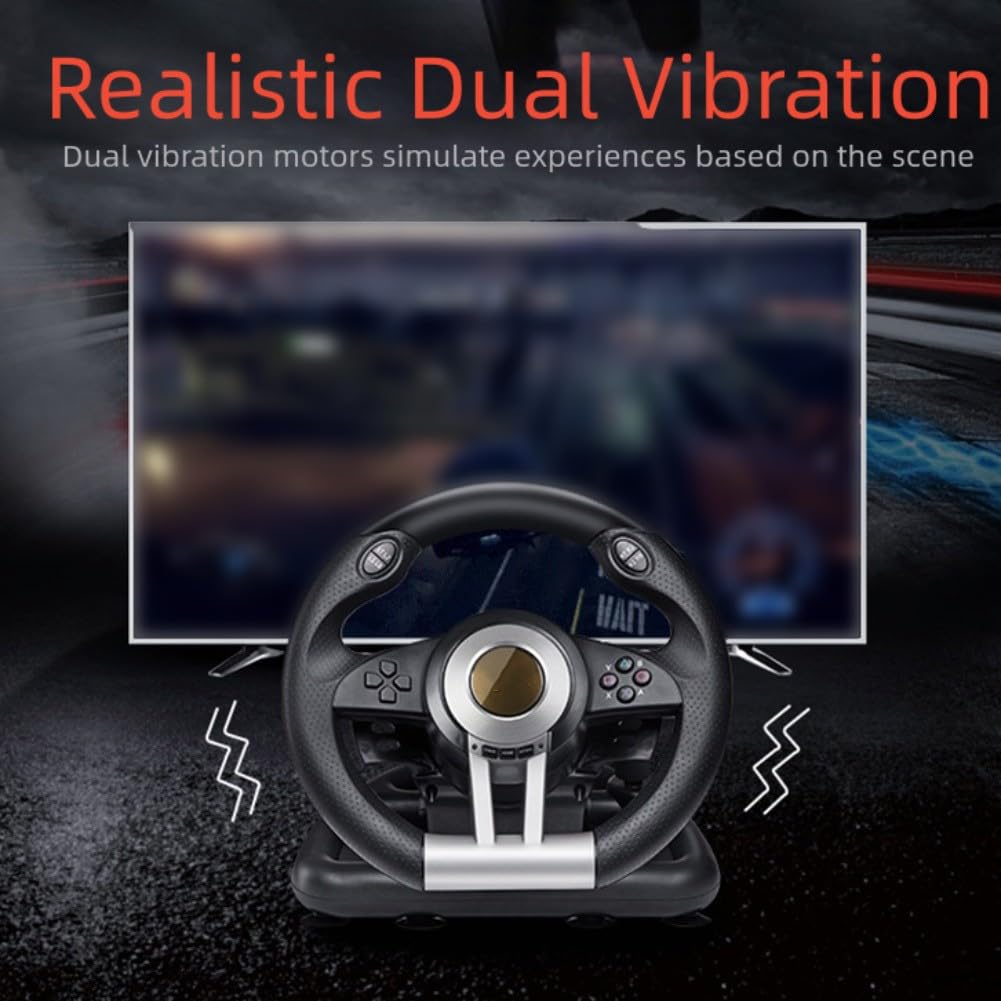 Hoppipola Ruota da corsa in ABS per PC Switch One, per volante compatto da 30 cm con pedale lineare, controller ergonomico per sim per giochi di guida, nero per arancione