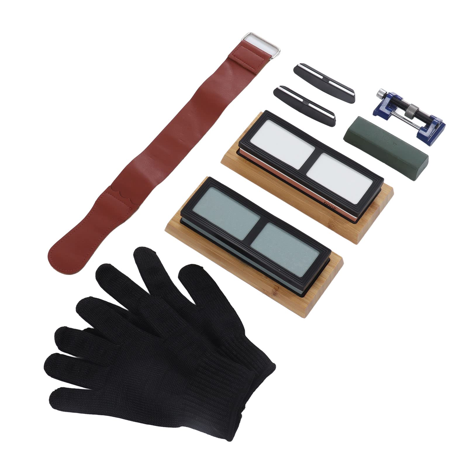Ejoyous Juego de Piedra para Afilar Cuchillos, Kit Profesional de Afilador de Piedra de Afilar, Grano 400 1000 3000 8000 con Guía Angular, Resistentes a Cortes, Base Antideslizante para Cocineros