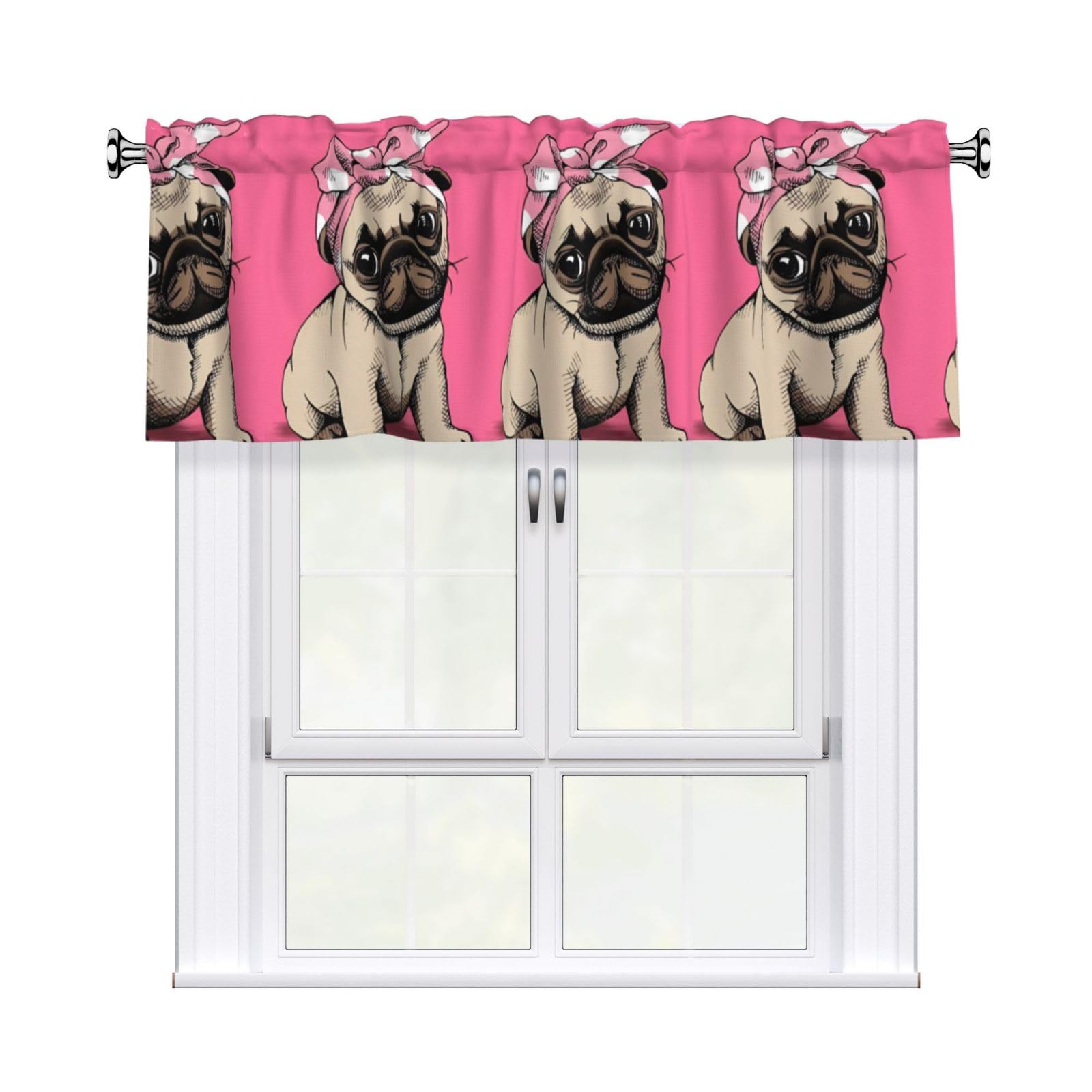 YYHHAOFA Dog Prints Durable Kitchen Window Layer – 54x18 Inch 100% Polyester Valance with Precision Construction