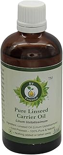 R V Essential Pure Linseed Carrier Oil 10ml (0.338oz)- Linum Usitatissimum (100% Pure and Natural Cold Pressed)