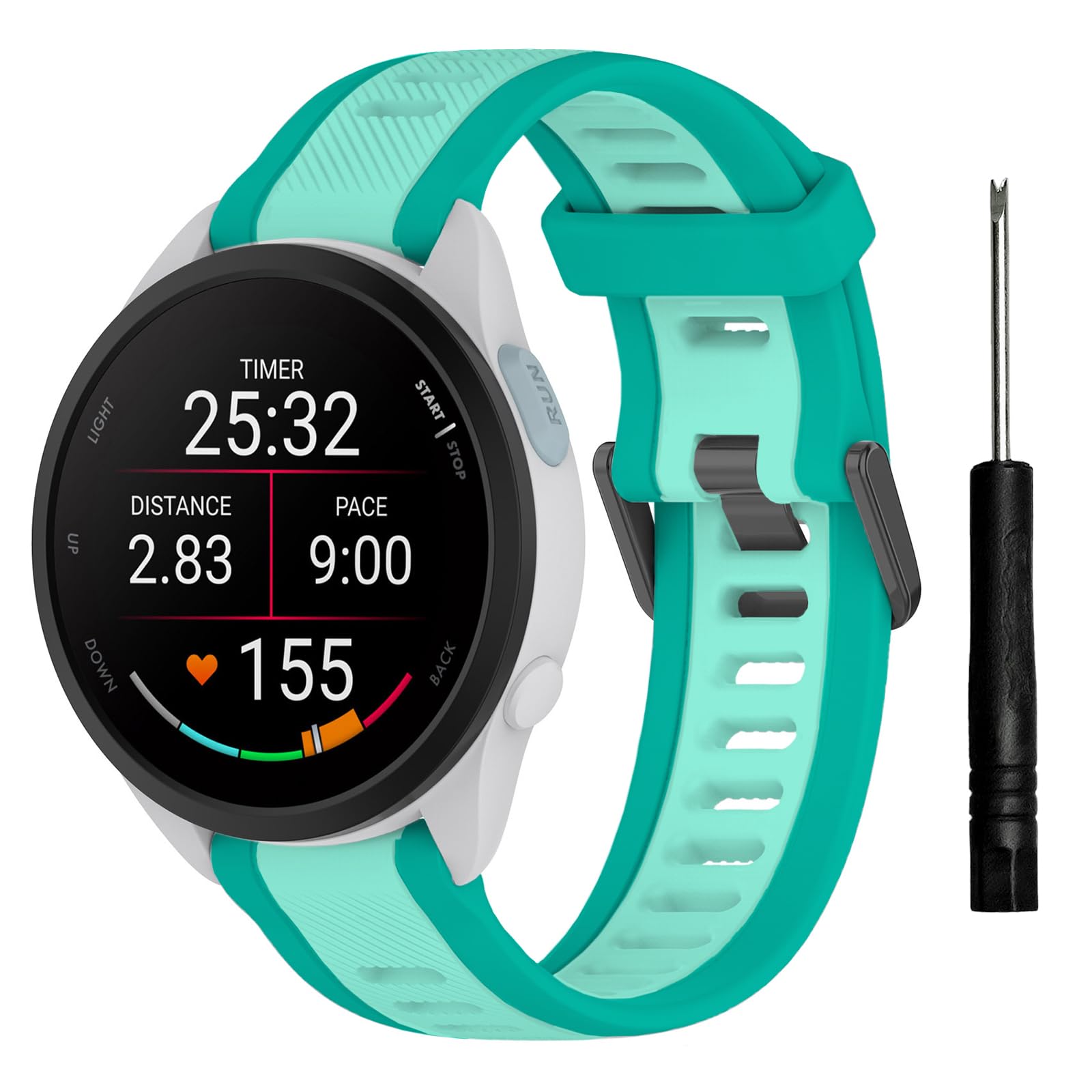 TopPerfekt Sport Bands Compatible with Garmin Forerunner 165/165 music Watch Band, Adjustable Silicone Sports Strap Replacement Band with Forerunner