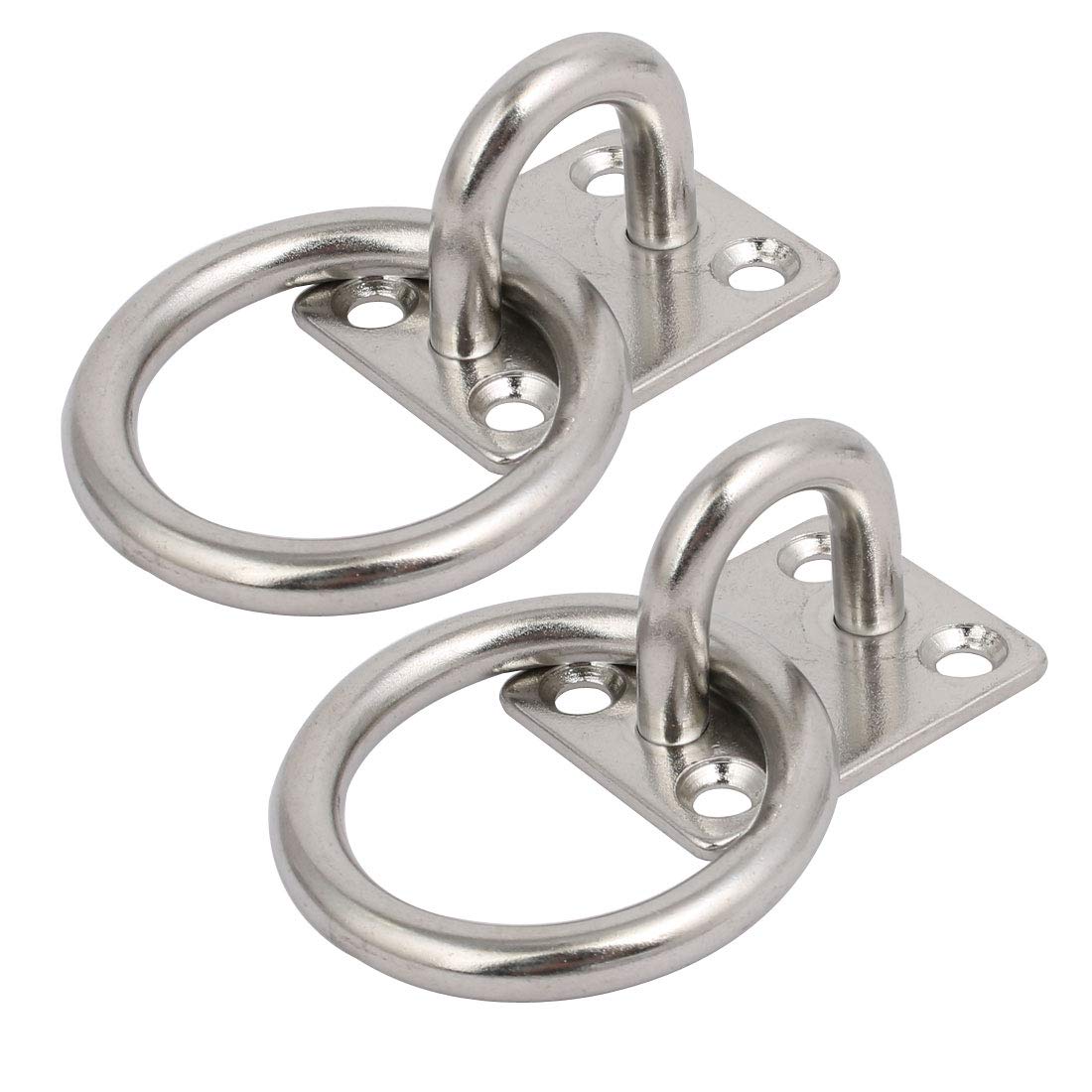 Aexit 2pcs 304 Home Hardware Stainless Steel 8mm Thickness Square Sail Shade Pad Eye Plate w Ring Model:37as427qo723
