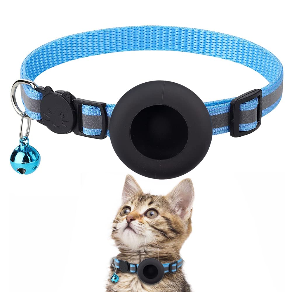 Collare Per Gatti Con Porta AirTag - Silicone Sicuro, Campana E Riflettente, Regolabile 22-35cm