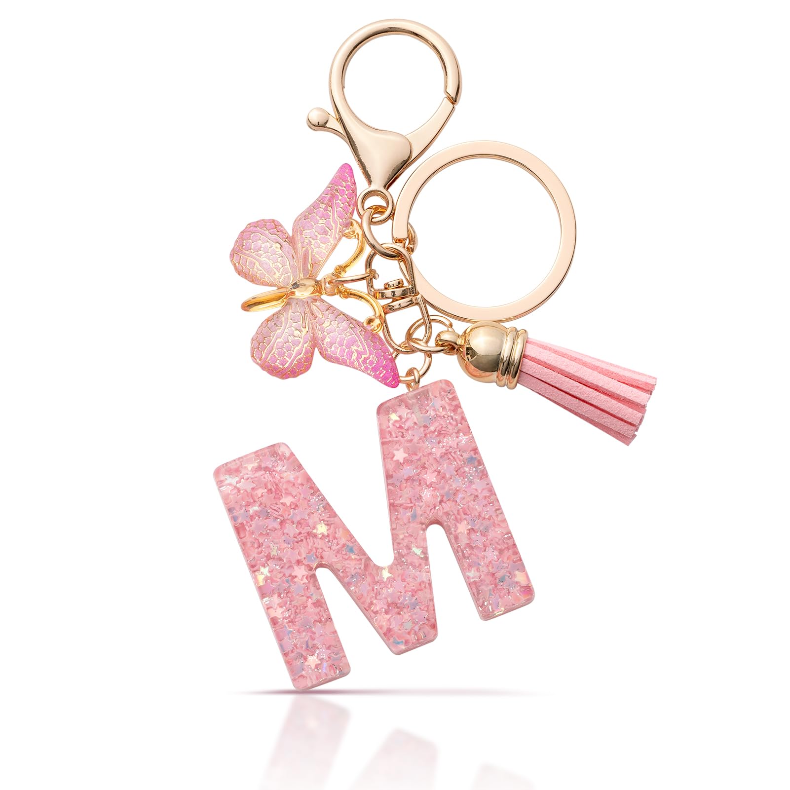 MORSUNBELA Schlüsselanhänger Buchstabe Mädchen Keychain mit Anfangsbuchstabe Schlüssel Anhänger mit Buchstaben für Frauen Damen