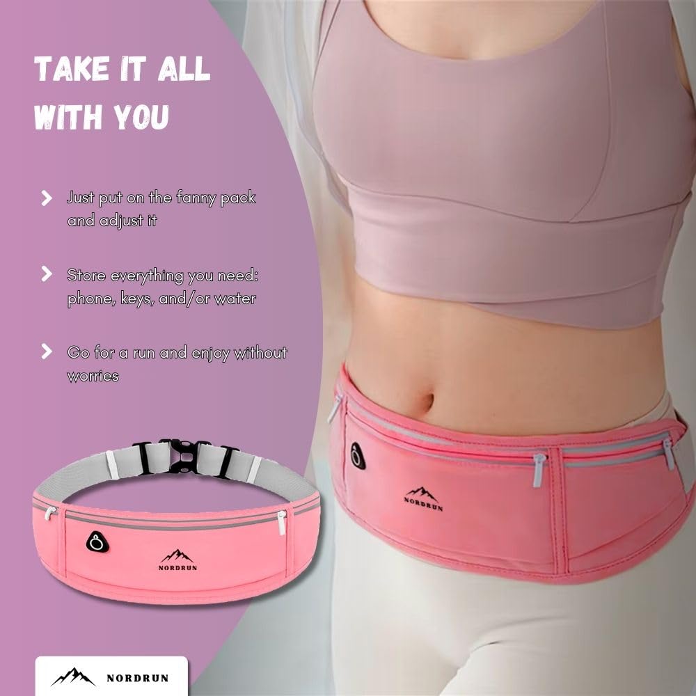 Adjustable and Waterproof Running Belt Suitable for All Phones, Dark Pink, 20 x 10 cm - Image 2
