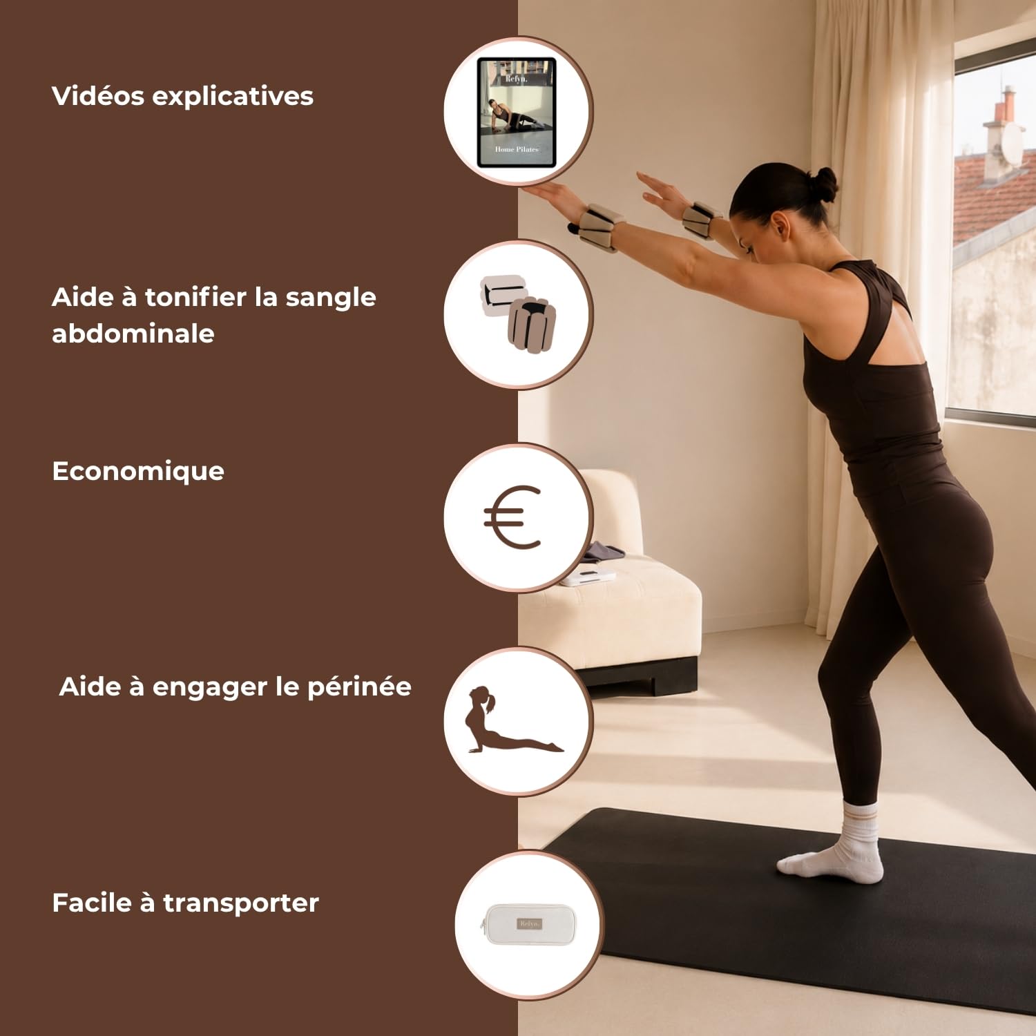 Kit Pilates Maison avec Poids Chevilles, Anneau, Bandes Résistance, Ballon, Cercle - Fitness, Yoga, Musculation