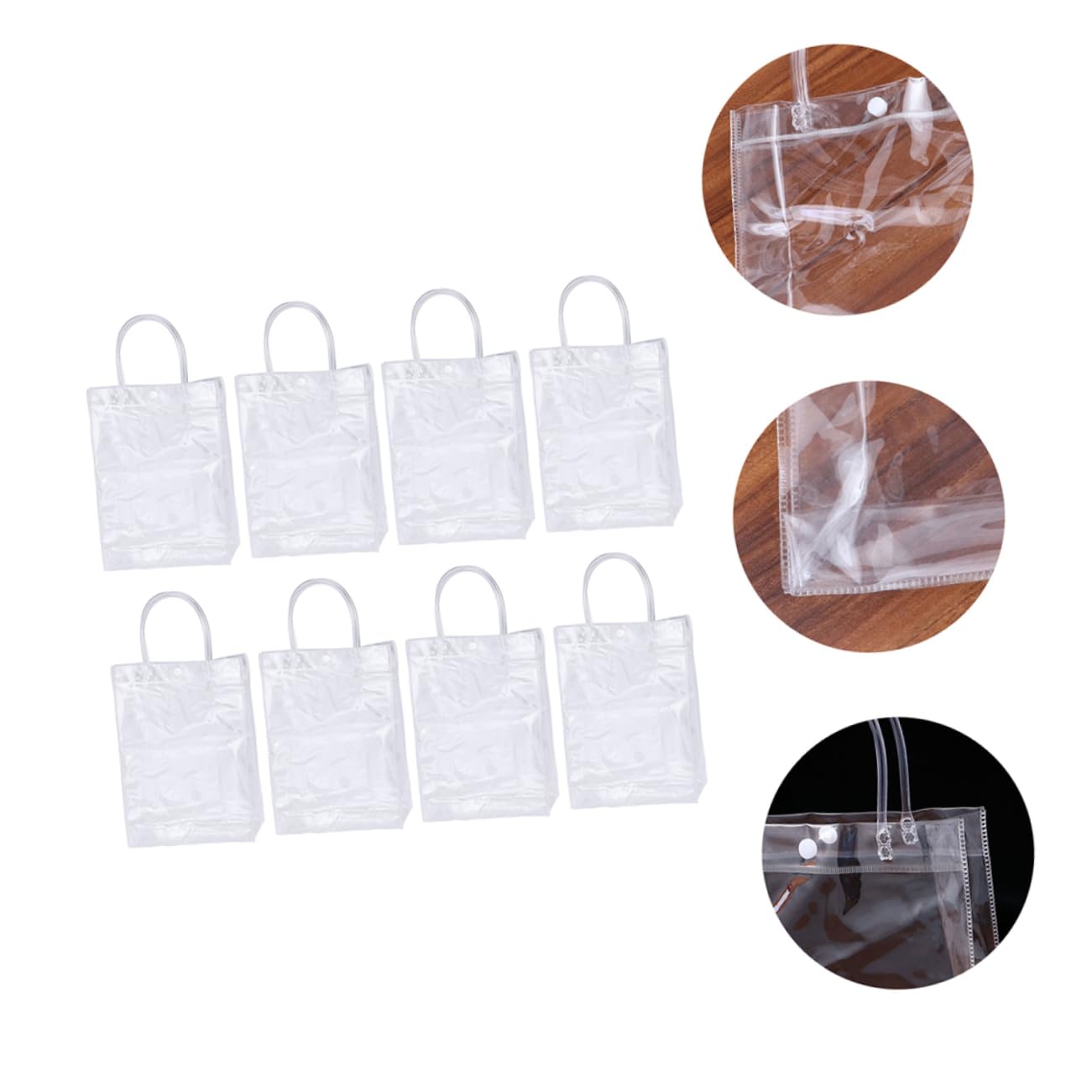 Holibanna 8Pcs PVC Clear Tote Bag Durable Reusable Handheld Packing Bags for Groceries Parties Weddings and More Easy to Clean