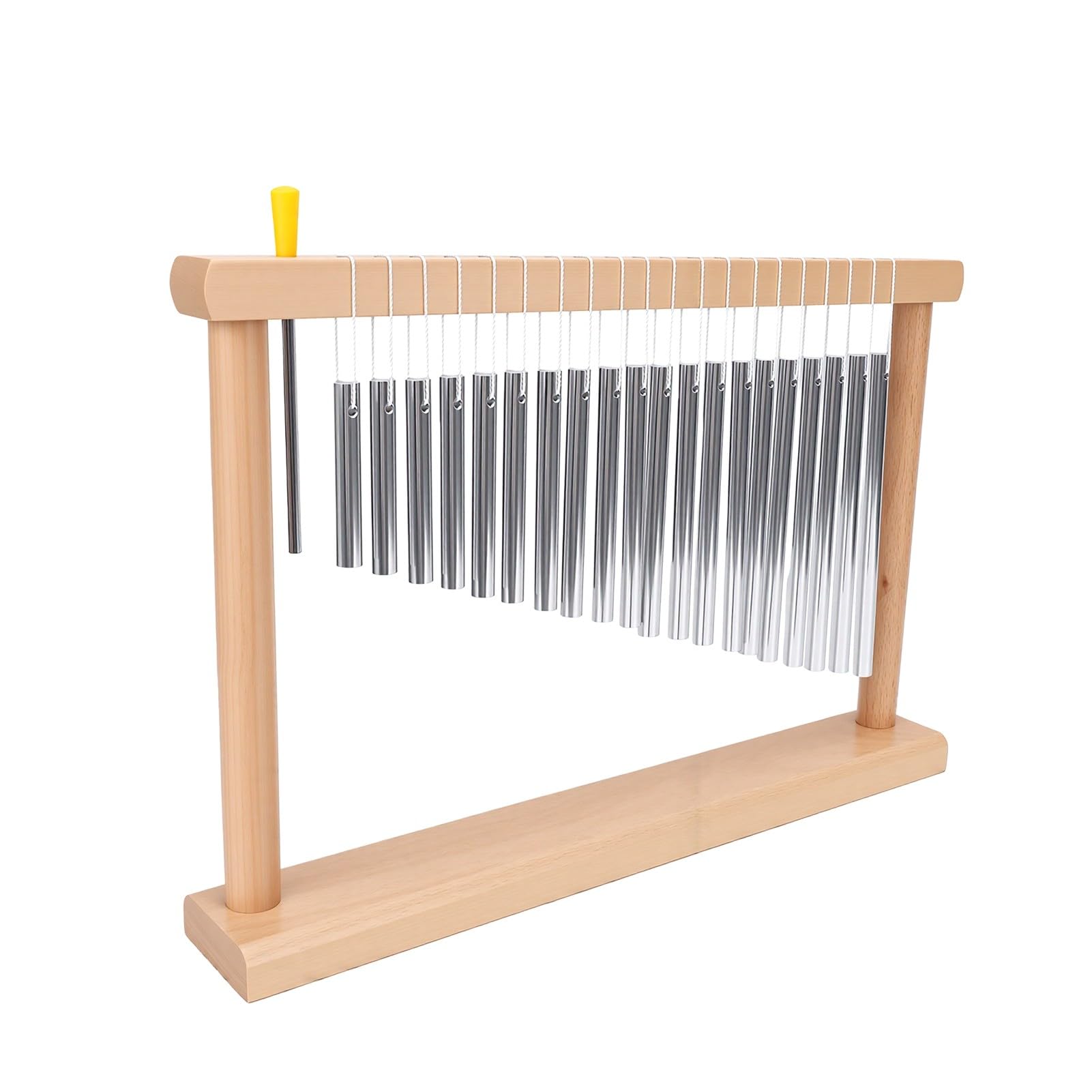 Karlak Strumento a Percussione da Tavolo con Carillon da 20 Note per Meditazione Rilassante Yoga Base in Legno Tubi in Alluminio 39x6,5x26 Cm