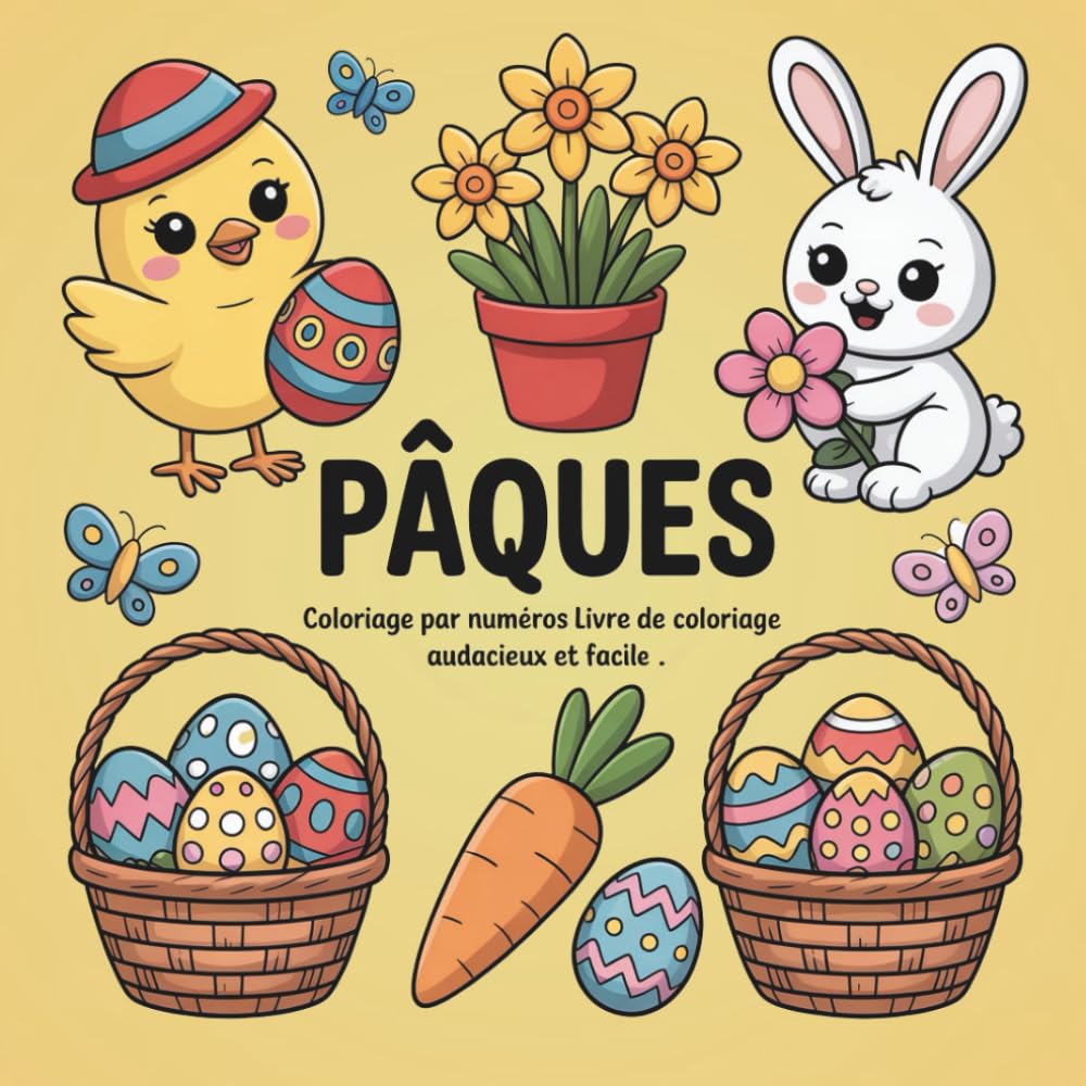 Livre de coloriage de Pâques: Pages de coloriage de Pâques simples et amusantes pour enfants de 4 à 8 ans