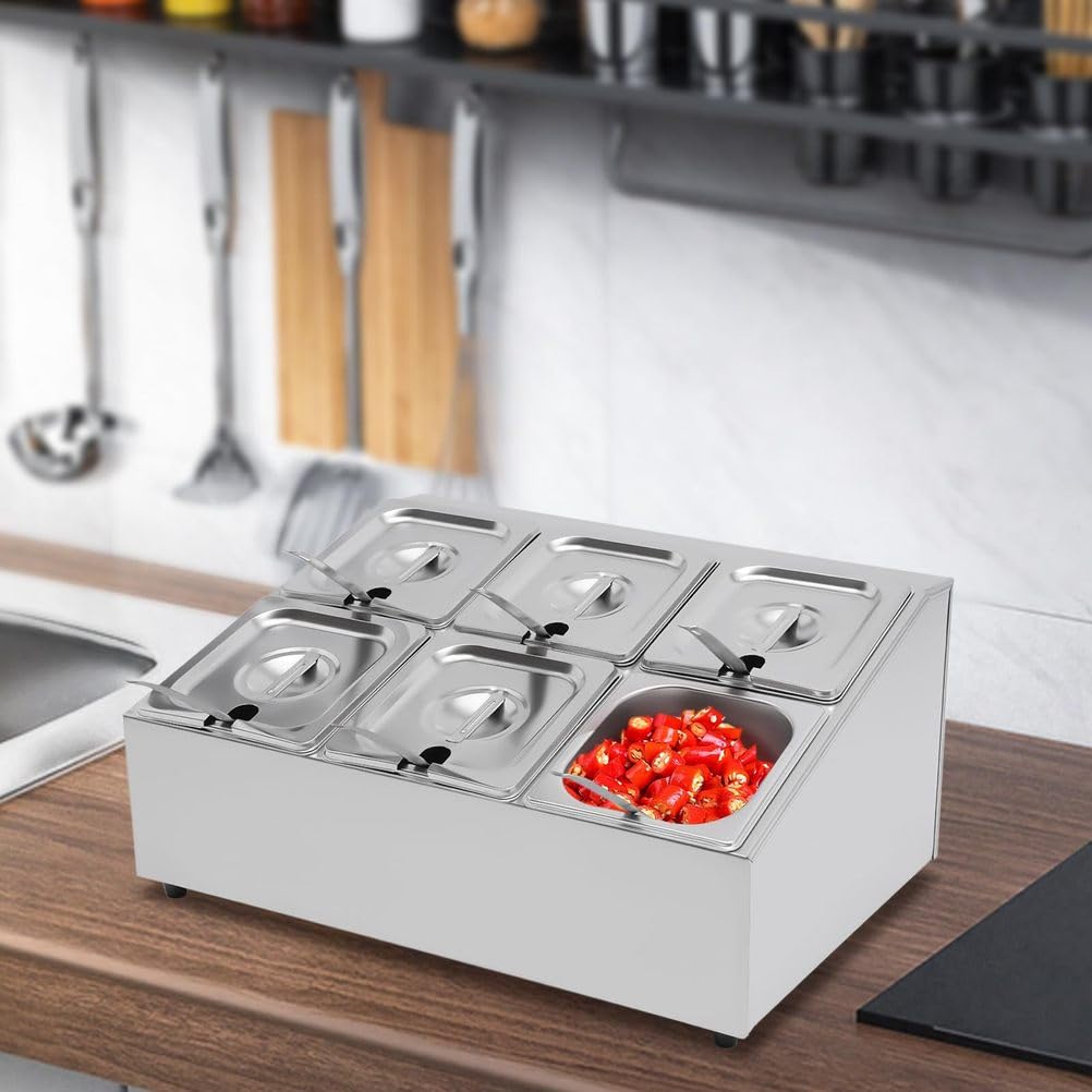 Estación organizadora de pizza, dispensador de condimentos, de acero inoxidable, para condimentos, especias, ingredientes, salsas, frutas