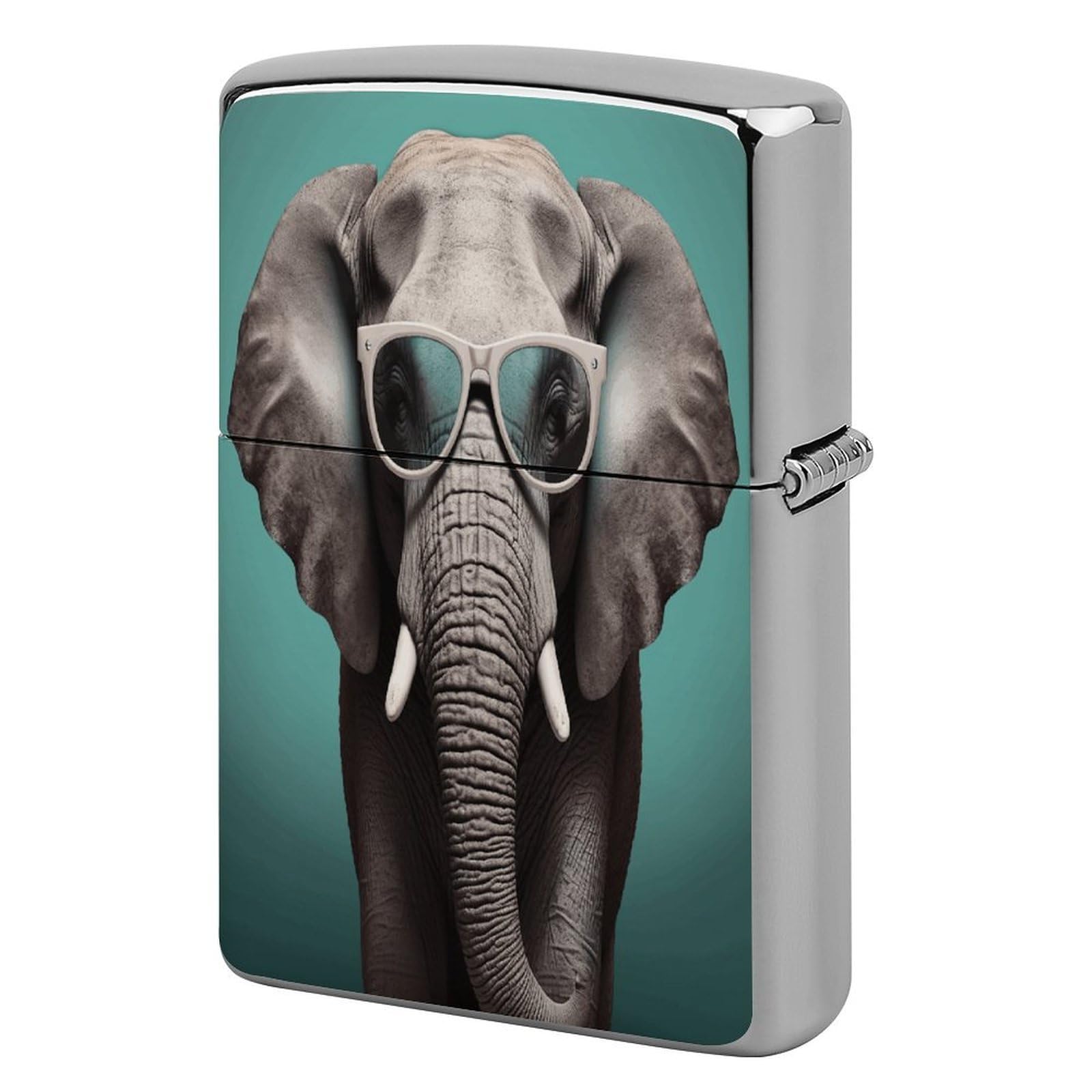 Fodpand Style Elephant With Glasses Metal Lighter Case Cover Lighter Sleeve