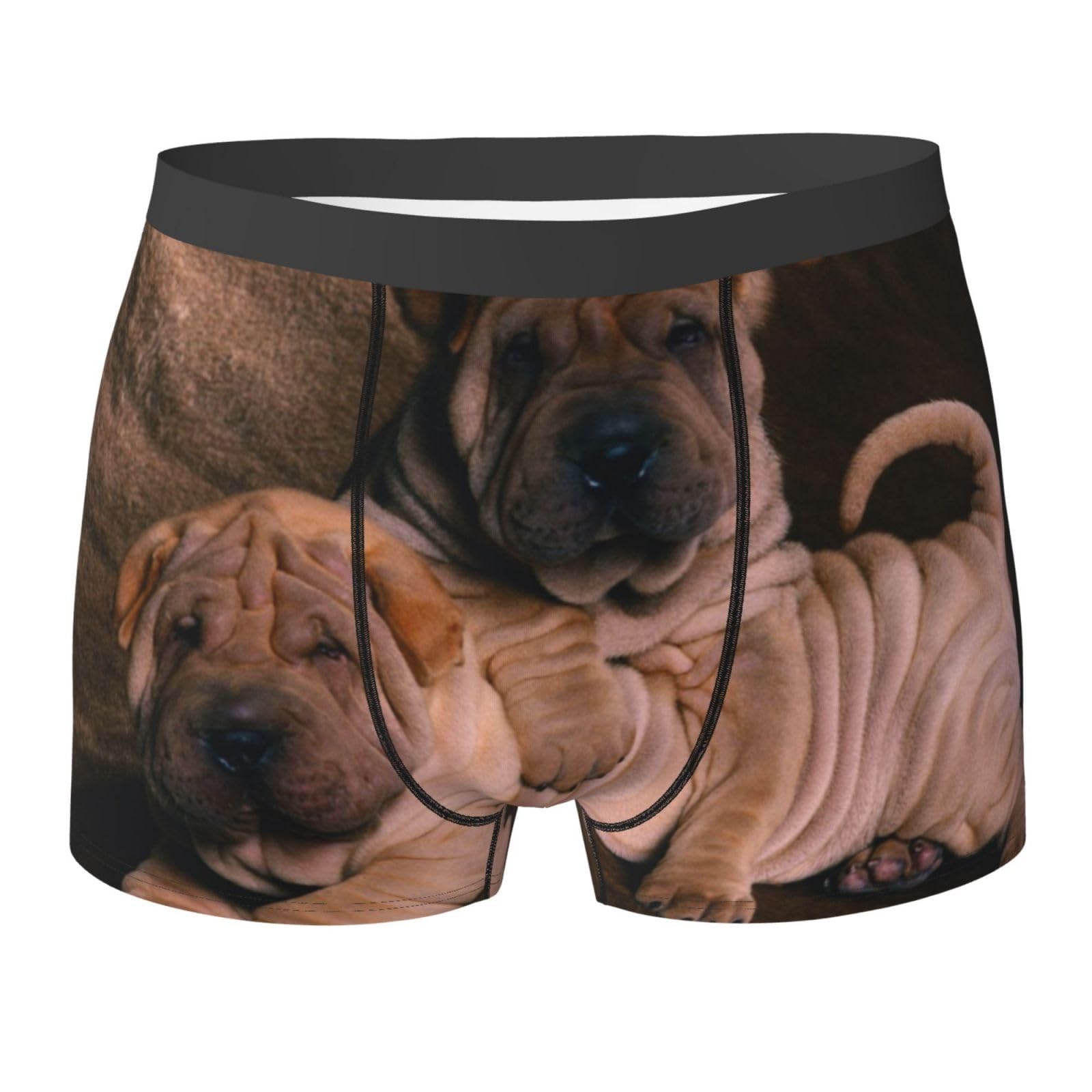 Poadnly Shar Pei Dog,Novelty Underwear Men's Boxer Briefs Soft Polyester Underpants,M