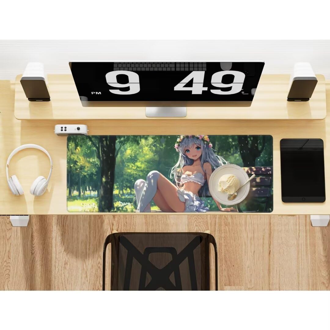 Podkładka pod mysz anime 150 x 80 cm, duża podkładka pod mysz, wodoodporna wróżka, podkładka pod mysz XXL, gamingowa podkładka pod mysz z antypoślizgową gumową podstawą podkładki pod mysz na akcesoria