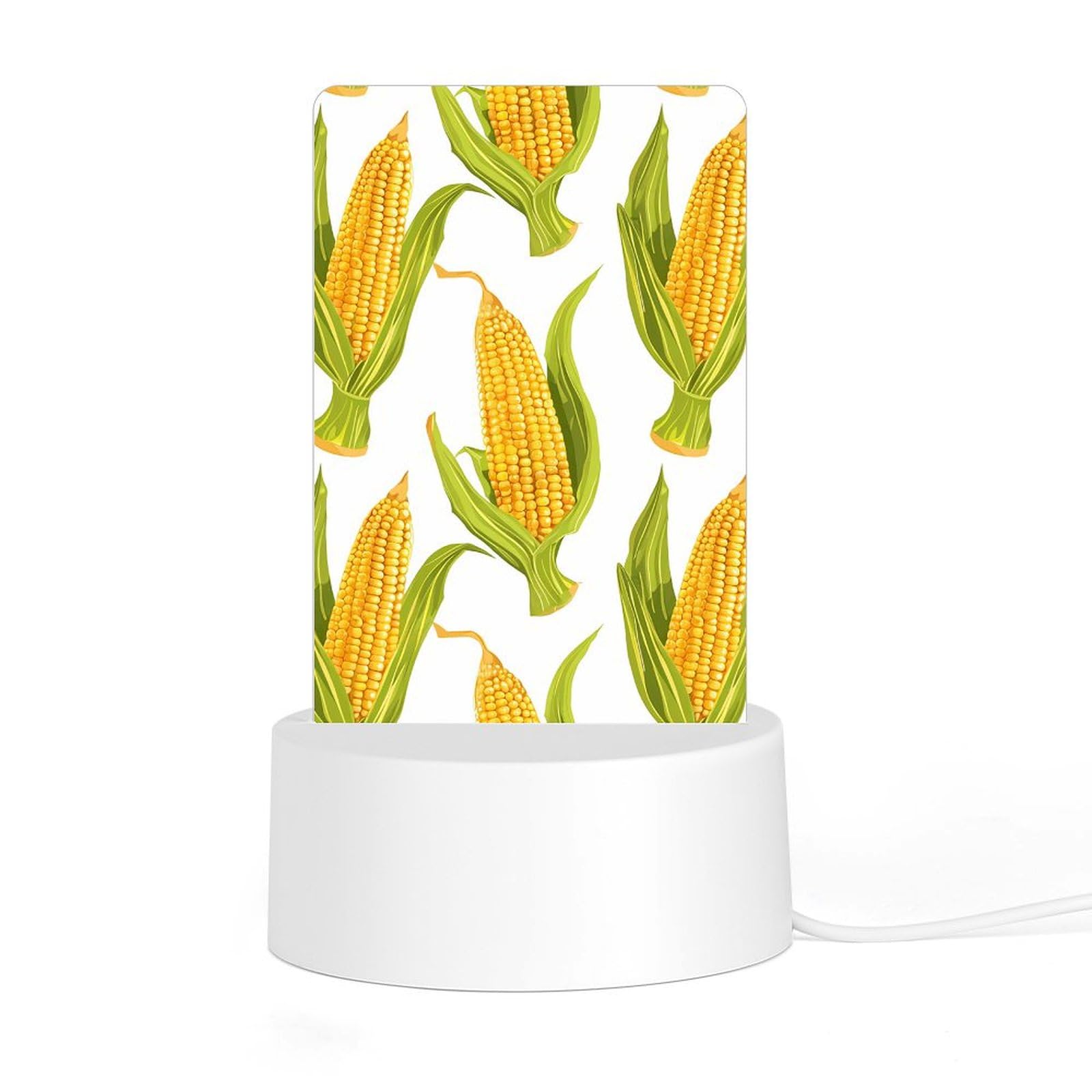 Acrylic Night Light with Base, Corn on The Cob Image Printed Desktop Night Light LED Bedside Night Light for Bedroom, Bathroom, Corridor, Holiday Gift