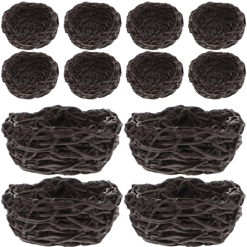 Image of Resin Bird Nest Ornaments 12 Pack Black Mini Nest Decor for Doll House Adornments Garden Balcony Yard Micro Landscape Crafts Home Decor Birdcage Accessories