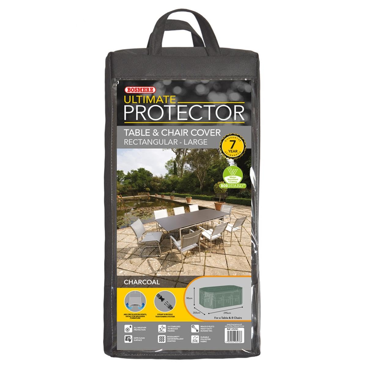 Bosmere Ultimate Protector Rectangular Patio Set Cover 8 Seat Charcoal U535C