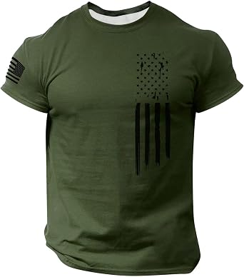 Mens Fun Graphic Tees American Flag Patriotic T-Shirts Short Sleeve 4th of July Shirt Crewneck Summer Workout Tops