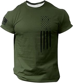 Generic Mens American Flag Graphic T-Shirts 4th of July Graphic Embroidered Fashion Gym Shirts