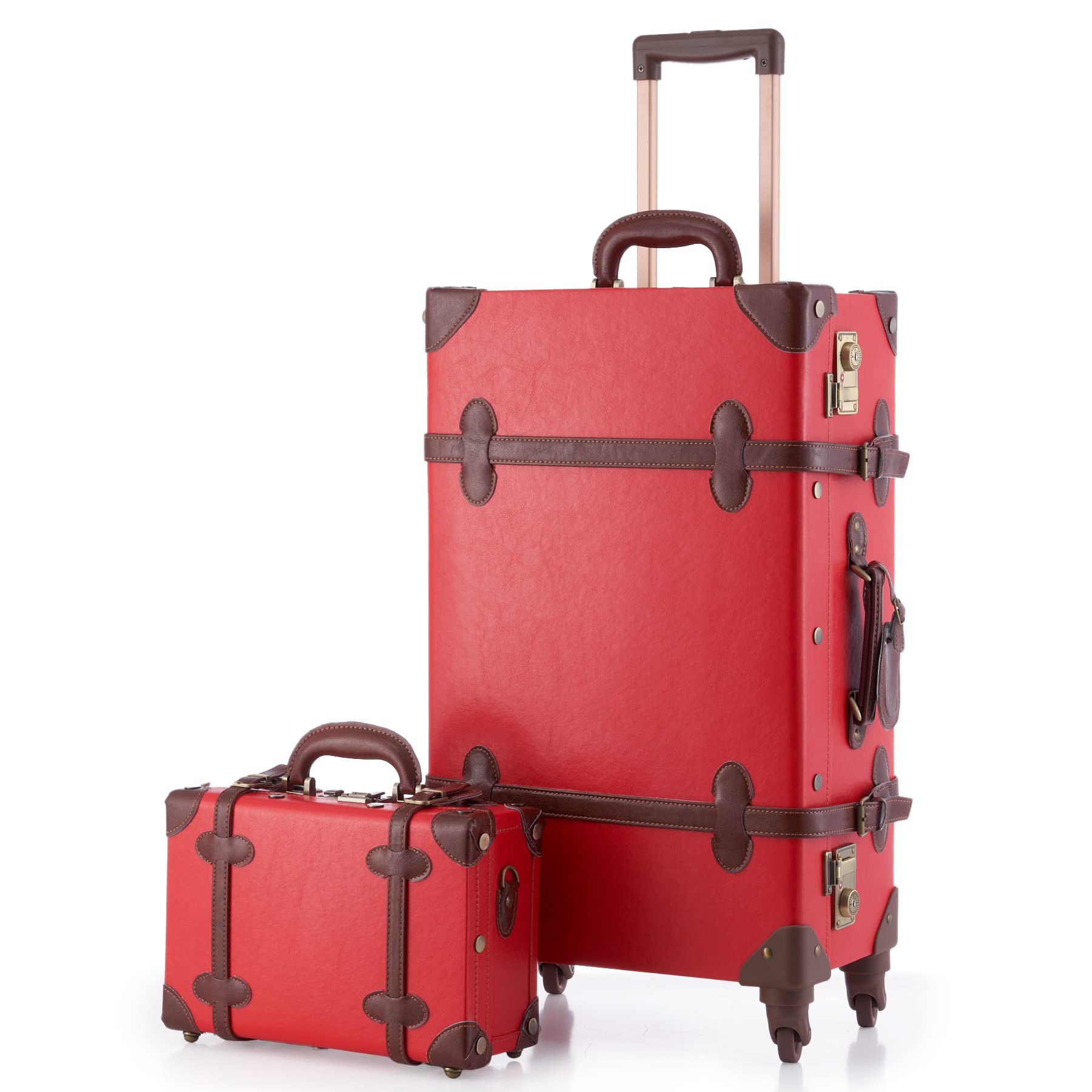 CO-Z Premium Vintage Luggage Sets 24" Trolley Suitcase and 12" Hand Bag Set with TSA Locks
