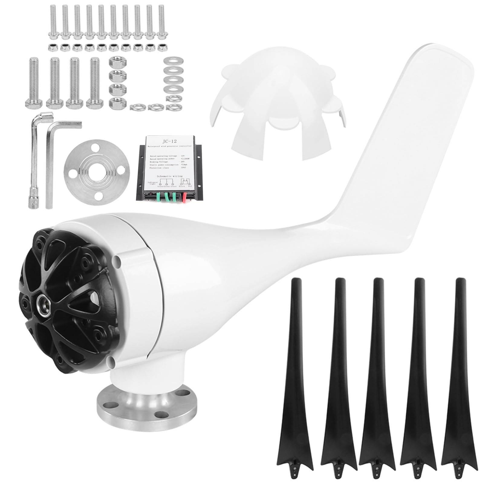 Turbinas Eólicas Generador Eólico de 5 Palas Generador de Energía de Turbinas Eólicas Generador de Molino de Viento Pequeño de 1200 W Equipo de Maquinaria Industrial Baja