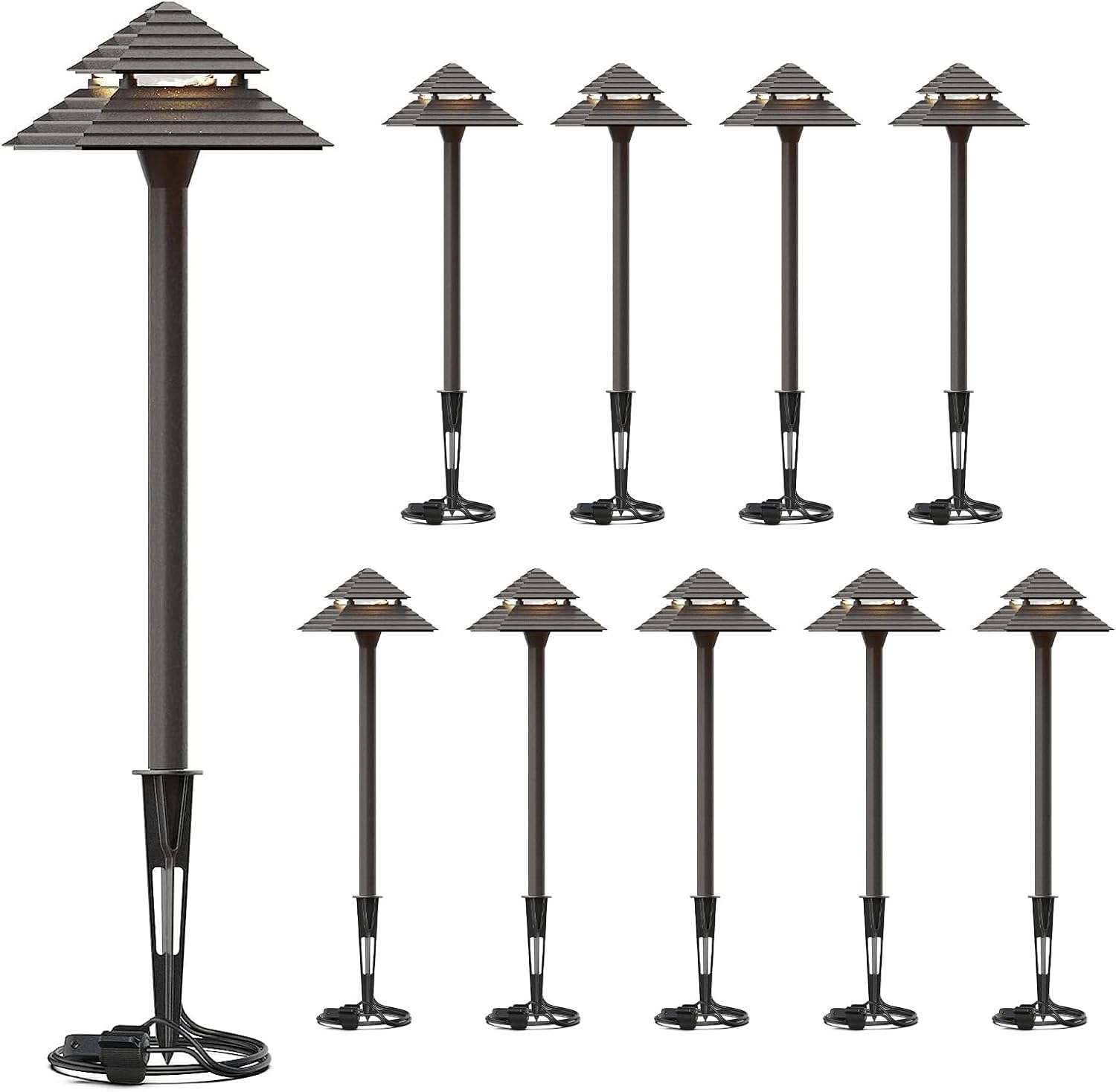 GOODSMANN Landscape Lighting 10PK Low Voltage Outdoor Path Lights 2
