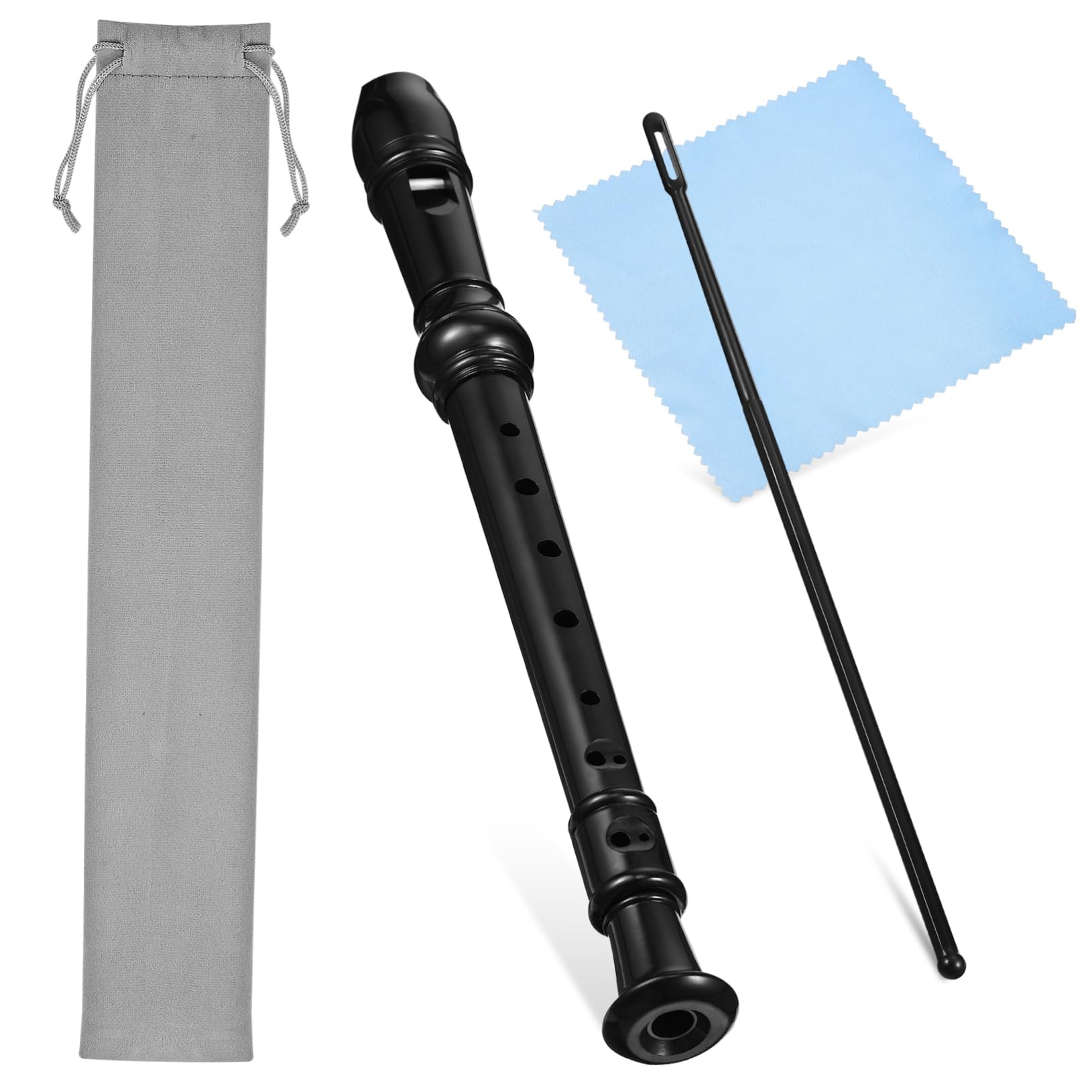 BESPORTBLE 1 Set 8 Recorder Flute for Teens Stylish Descant Instrument with Cleaning Rod Cloth English Music Storage Bag for Beginners Music Enthusiasts Random Color