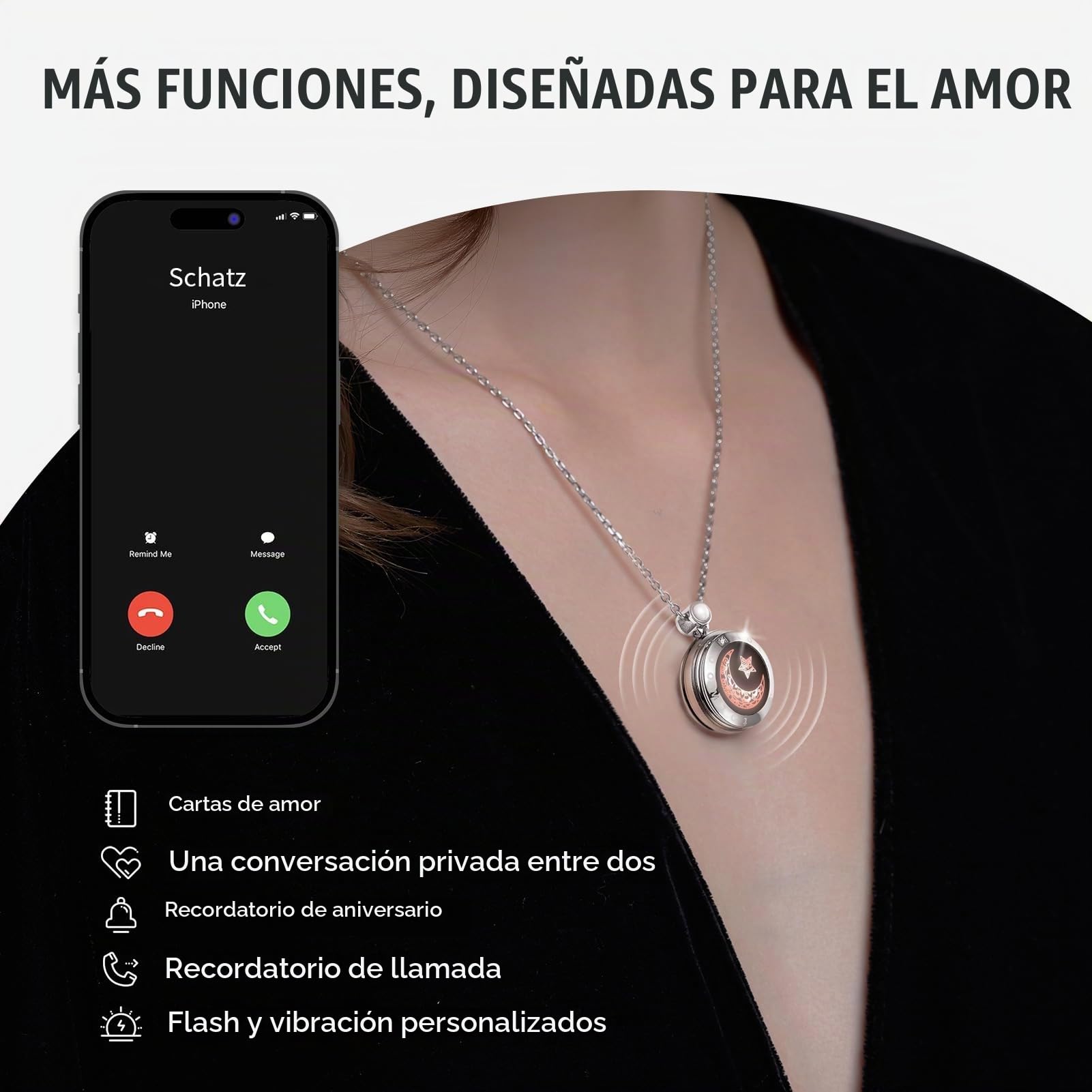 TOTWOO Collares Táctiles para Parejas con Vibración y Luces – Conexión Bluetooth para Relaciones a Distancia – El Regalo Romántico que Acerca los Corazones