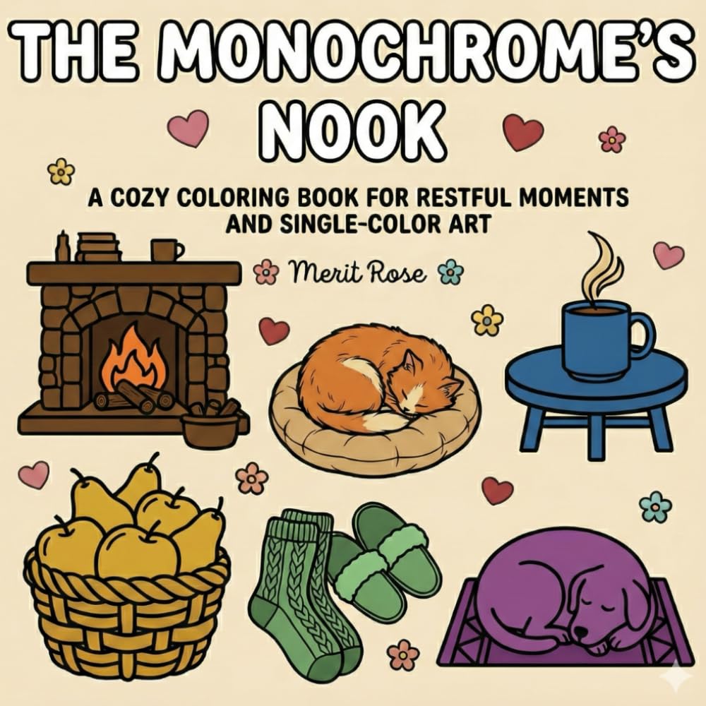 The Monochrome's Nook: A Cozy Coloring Book for Restful Moments and Single-Color Art