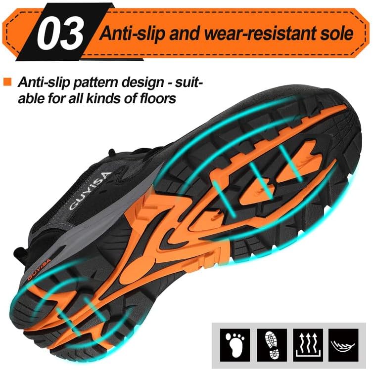 Miniatura 4 de LAoutun Steel Toe Shoes for Men Industrial Construction Shoes Mid Cut Industrial Boot Work Sneakers Comfortable Lightweight Safety Shoes for Work