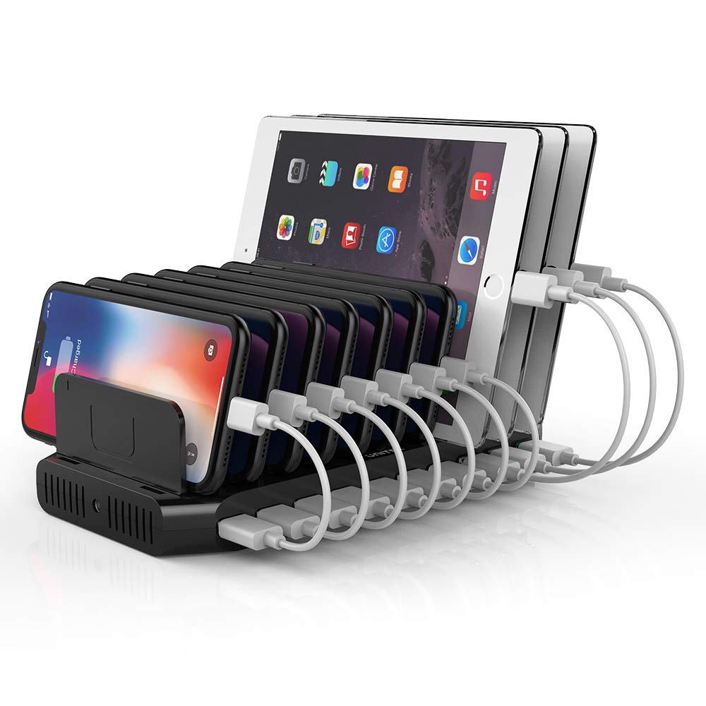Unitek Estación de carga rápida con carga rápida 3.0, estación de carga multiUSB para múltiples dispositivos, iPhone, iPad, tablet, Kindle-negro (certificado UL)
