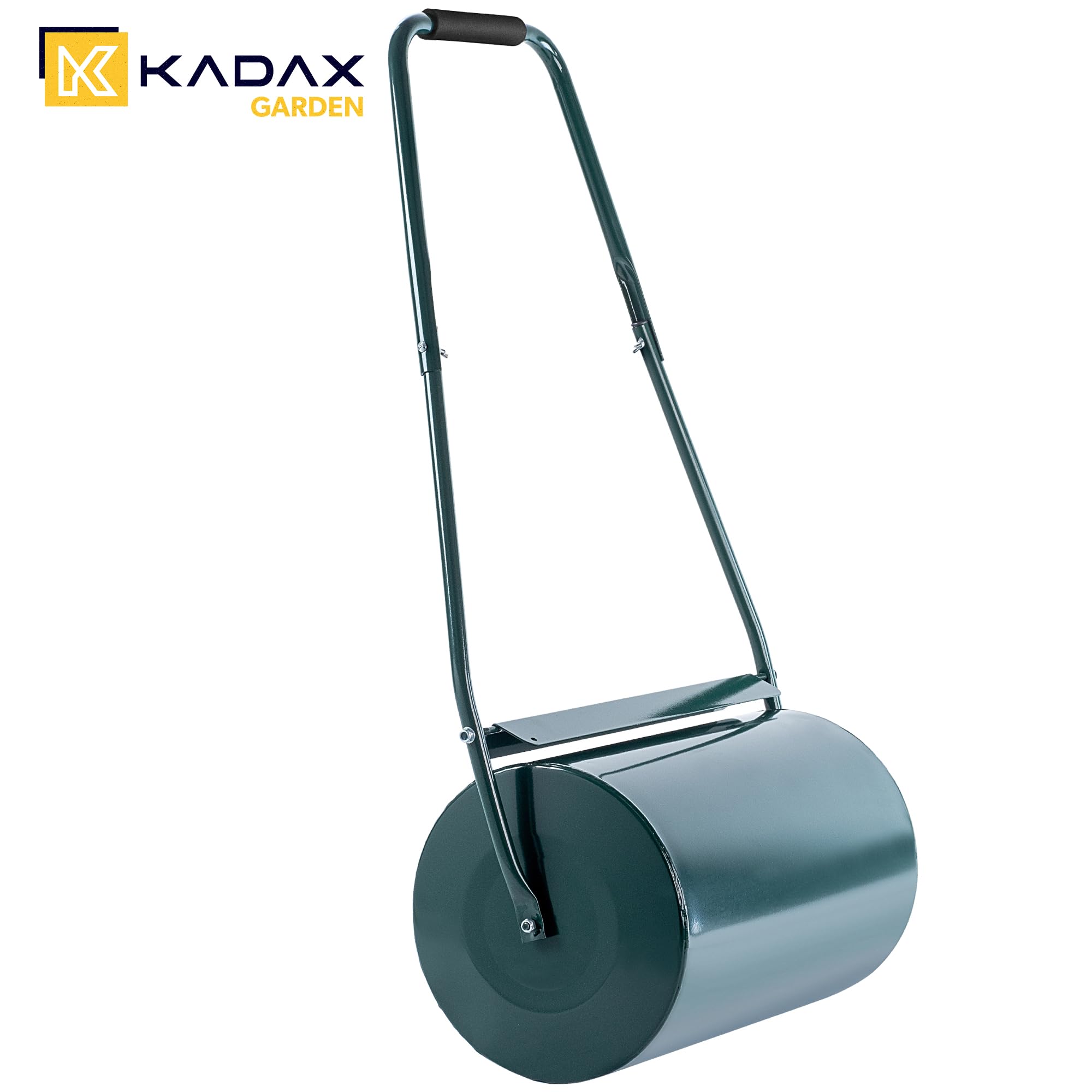 KADAX Rouleau à gazon, 50 cm de largeur, 32 cm de diamètre, remplissable avec de l'eau ou du sable, rouleau de jardin en métal, rouleau pour gazon pour l'entretien de la pelouse et la compactage du