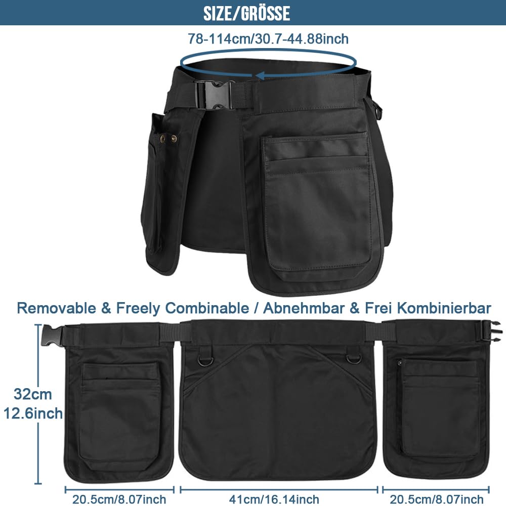 MUCHER Dog Training Apron Detachable Treat Pouch Waiter Bag Work Bag Hippie Belt Multifunctional Side Belt Waist Bag Sweatproof for Women Men Gardening Hiking Running Trekking (Dark Green) - Image 2