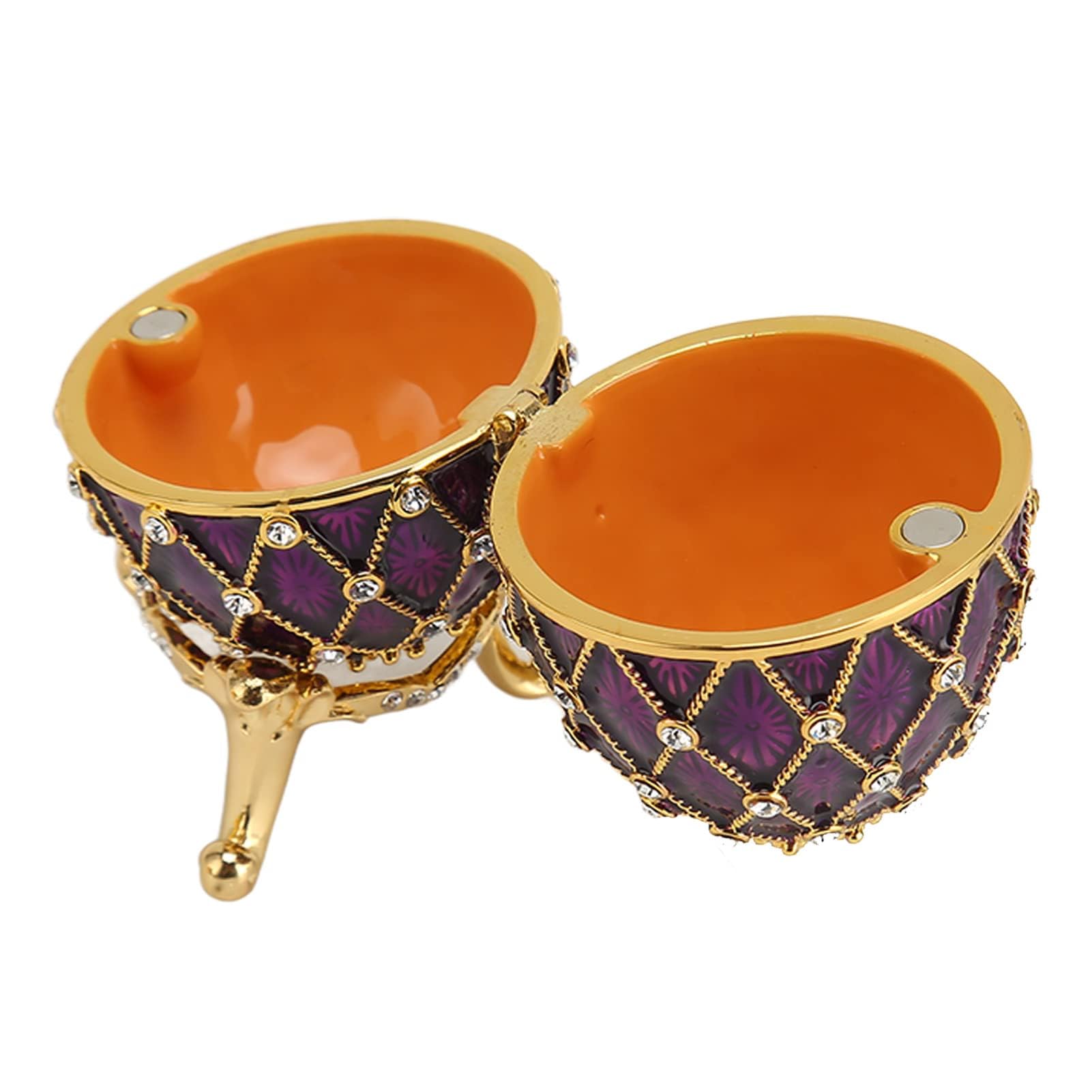 Dpofirs Schmuckschatulle Fabergé-Ei, Emaillierte Schmuckschatulle, Ei-Schmuckkästchen, für Wohnkultur, Klassische Ornamente, Metallhandwerk, für Wohnkultur (Lila)