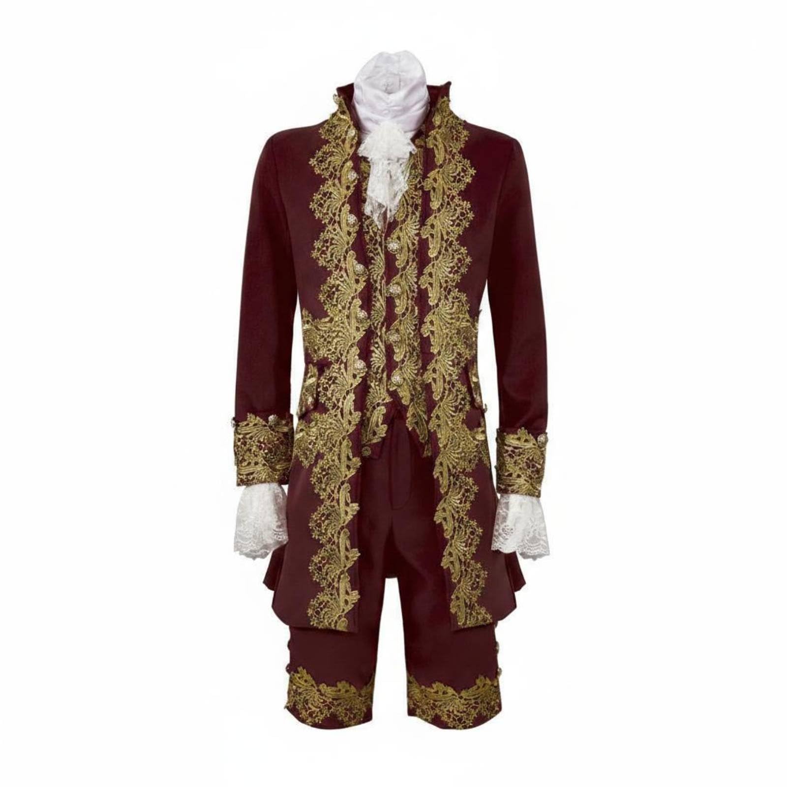 MERISHOPP Halloween Medieval Prince Costume Cosplay Royal Prince Outfit Stage Performance Vintage Royal Suit Retro Design for Men, Purple, 2XL-picture-10