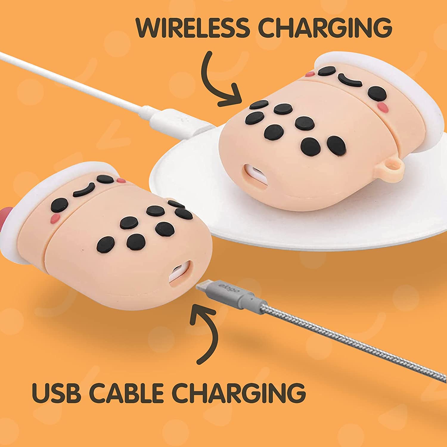 Boba AirPod Case Cute Cover with Keychain, Pink Tea Silicone Protective Case for AirPods 1 & 2, Girls Women (1st Generation)