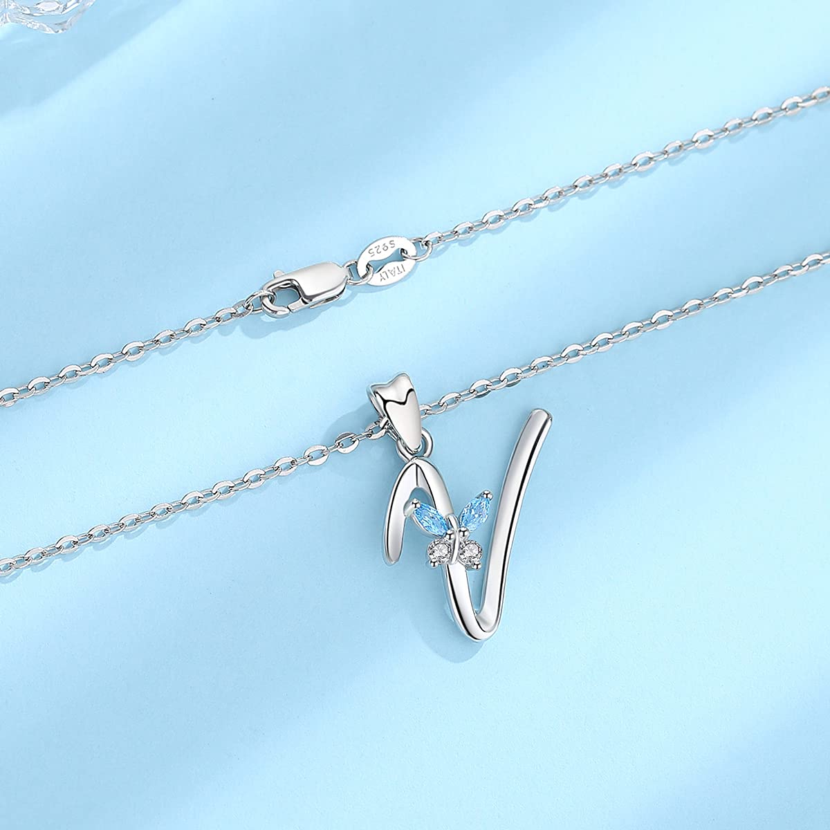 EUDORA Harmony Ball Collana Iniziale Argento Sterling 925 26 Lettere dell'Alfabeto Ciondolo Personalizzato Nome Gioielli Collane Regali per Donne Ragazze Festa della Mamma, Catena 45 cm