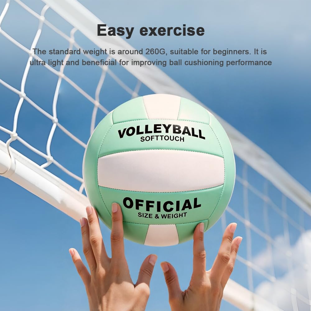 Pelota Voleibol Tamaño 5 de Cuero Suave con Inflador para Playa y Arena