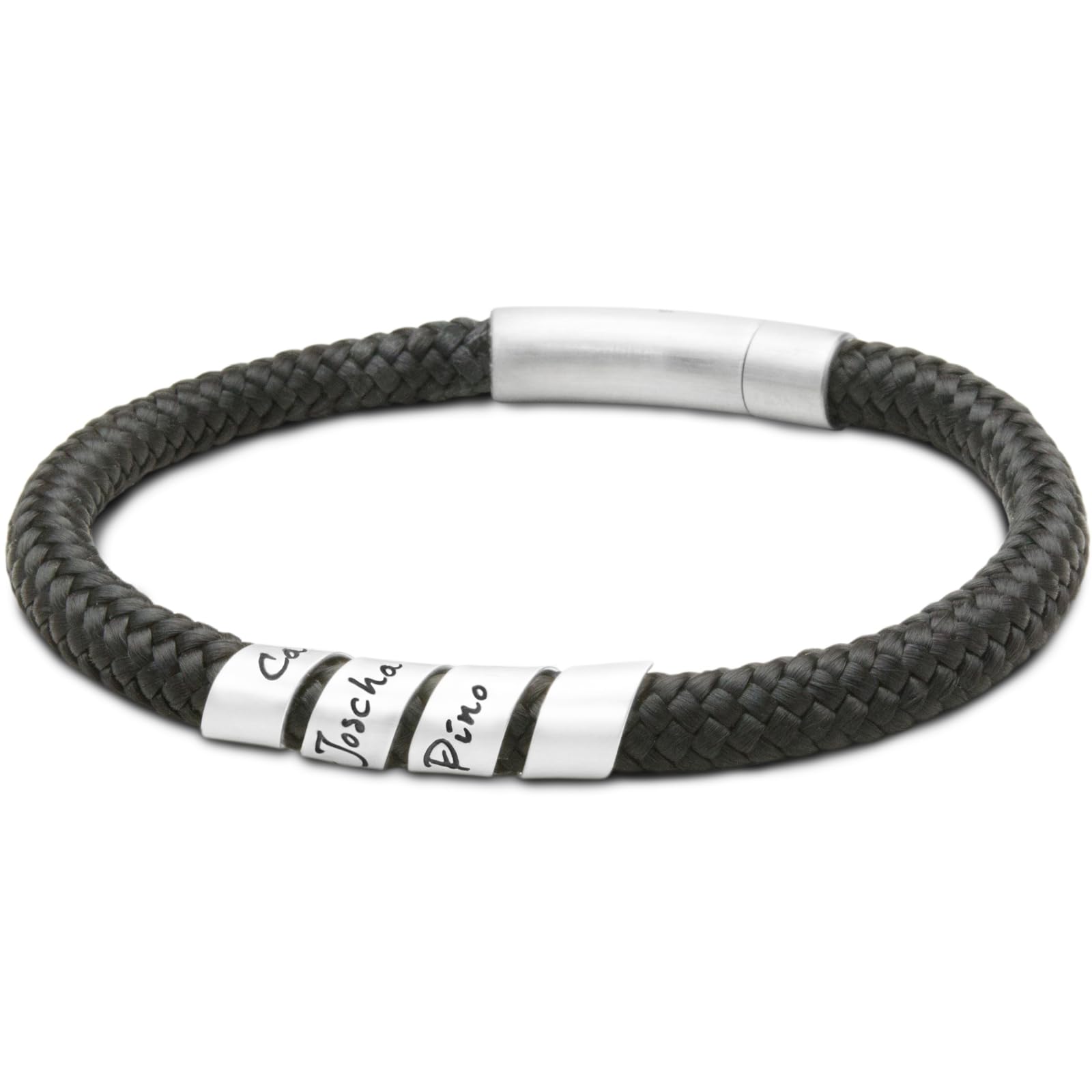 Armband Männer Gravur Namen Segeltau LOOP MEN 7seas 925 Silber Schriftrolle Herrenarmband personalisiert vegan Segelseil Geschenk Mann Papa