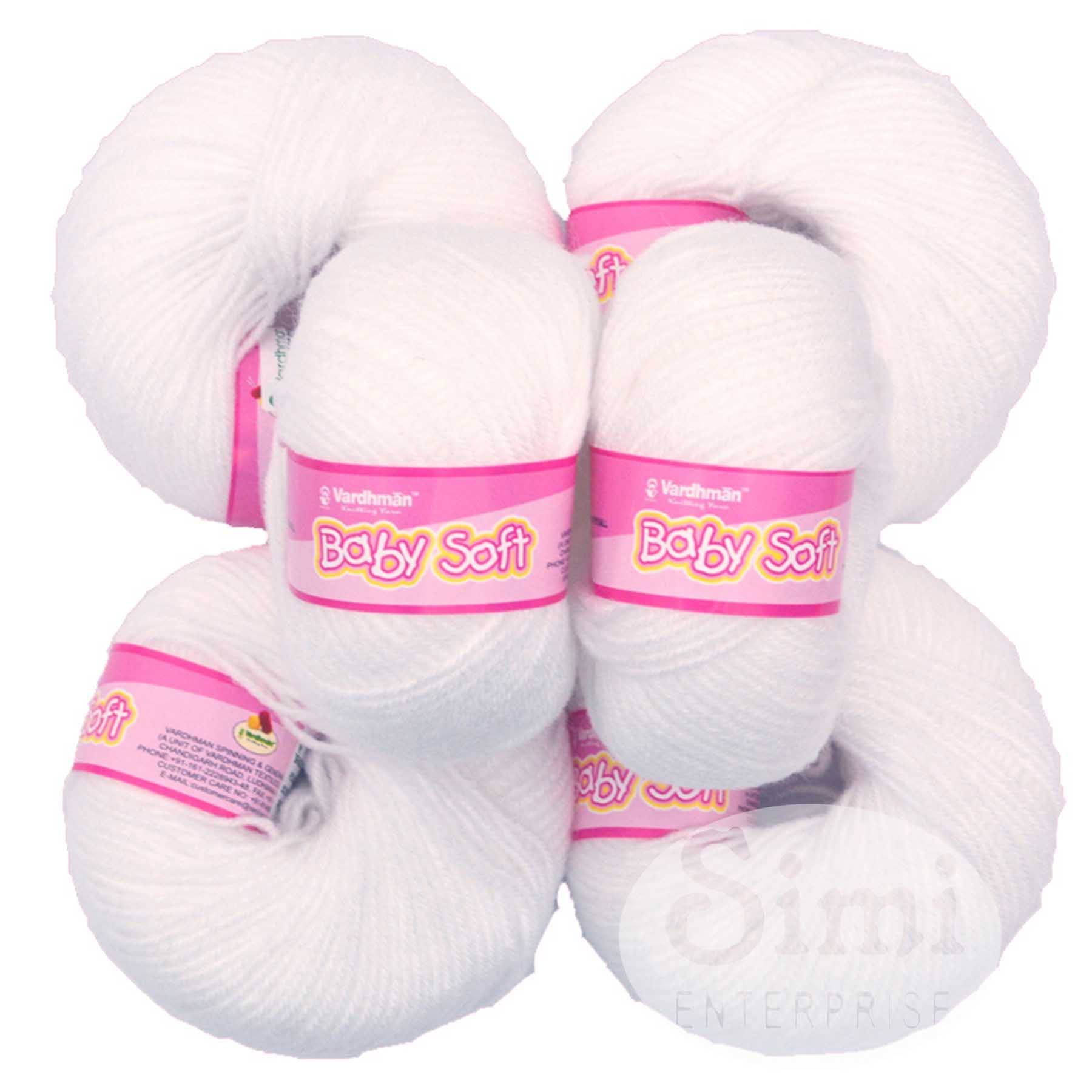 SIMI Enterprise 100% Acrylic Wool White (14 pc) Baby Wool Wool Ball Hand Knitting Wool/Art Craft Soft Fingering Crochet Hook Yarn, Needle Knitting Yarn Threa K LVA