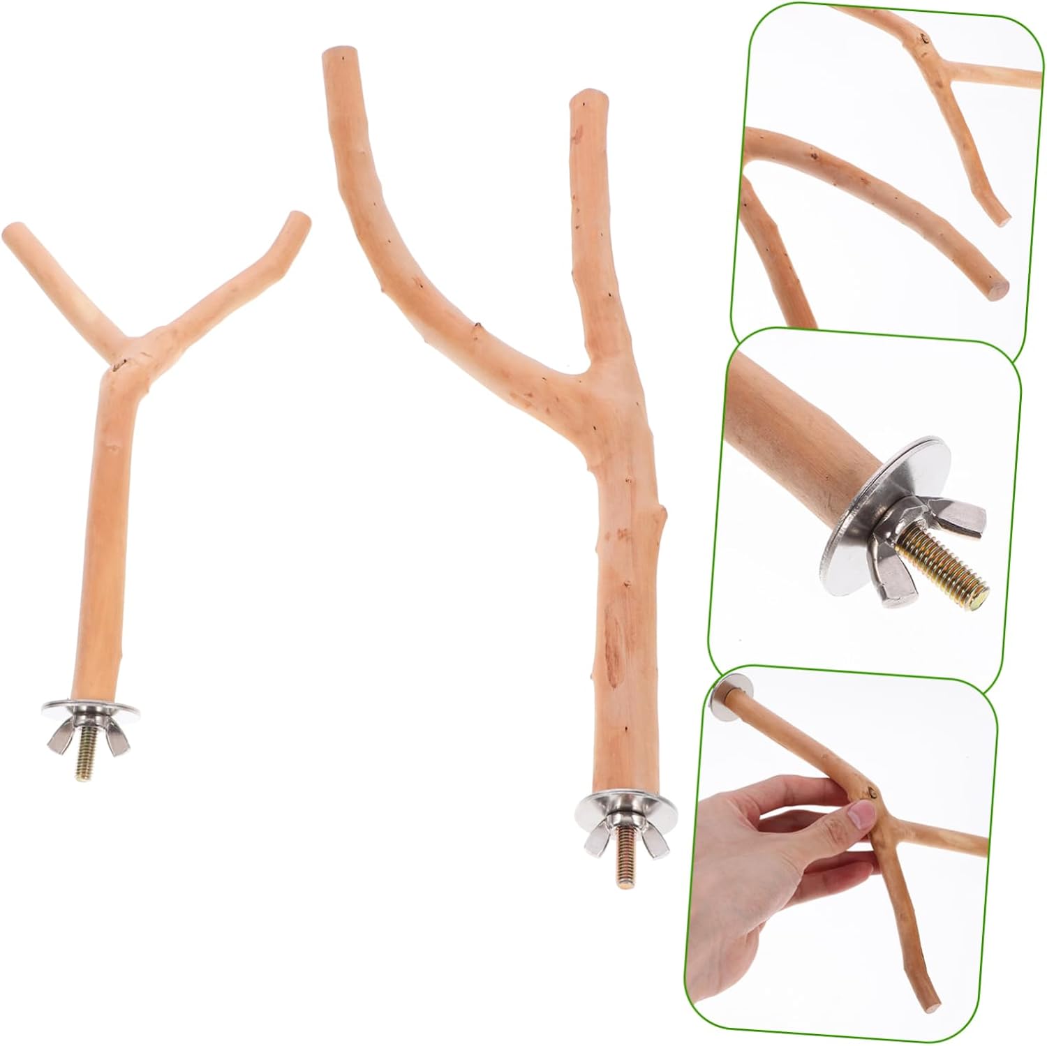 Hemobllo 2pcs Wooden Bird Cage Standing Poles for Parrots Natural Branch Stands Easy to Install Perches for Pet Birds for Cage Accessories and Grinding Claws