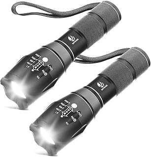Tactical Flashlight Led Flashlight High Lumens S1000 - XML T6 Upgraded Flash Light Ultra Bright with Zoomable 5 Modes, Camping Accessories for Outdoor Emergency Gear (2 Pack)
