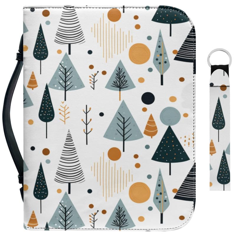 Garronmavis Watercolor Pine Trees 2 PCS Bible Cover for Men Women, Polka Dots Tree Bible Books Case, Aesthetic Minimalist Art Holy Bible Bag - M — image 1